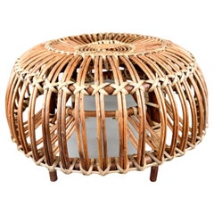Mid-century Rattan Stool in Style of Franco Albini