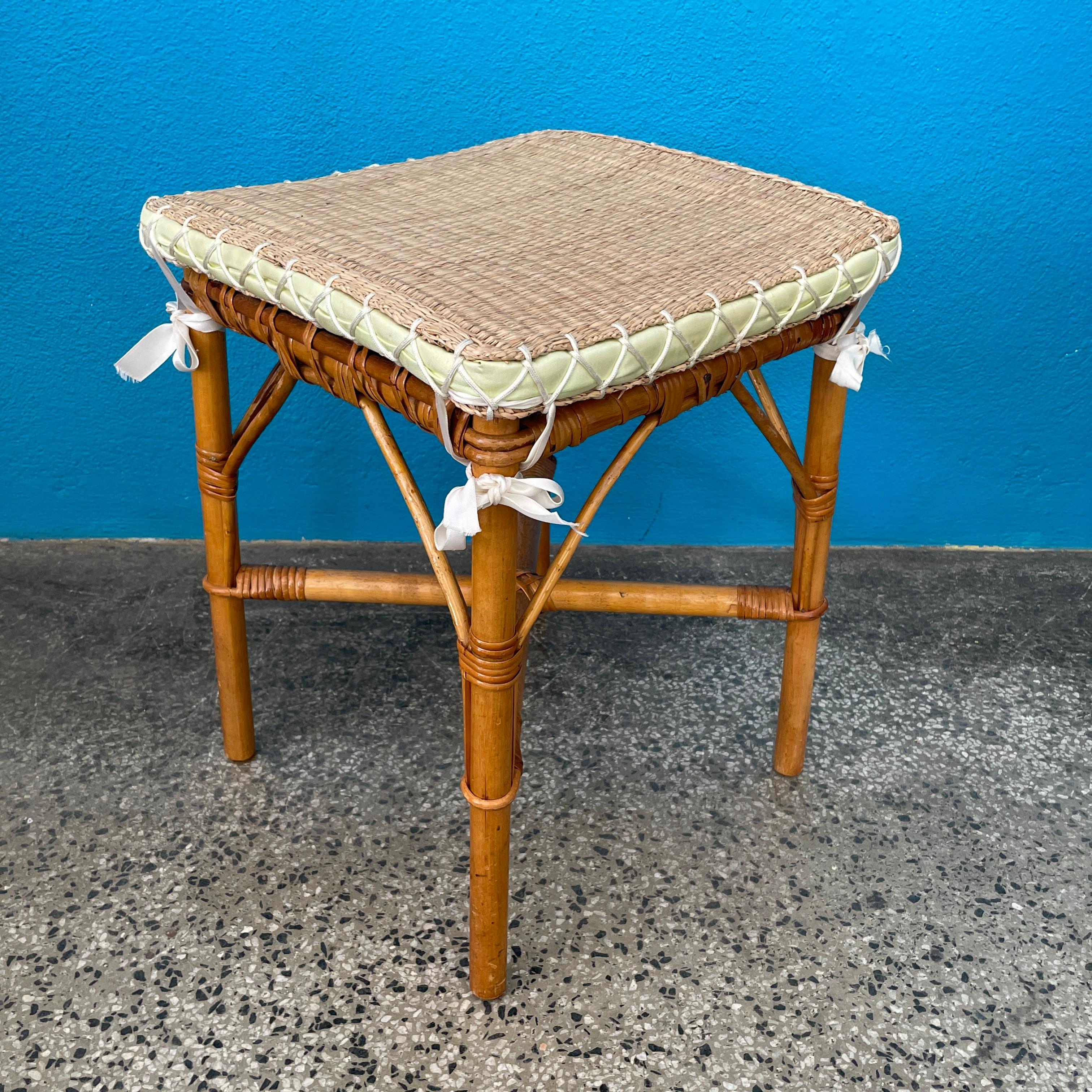 Mid Century Rattan Stool / Side Table / Flower Table 3