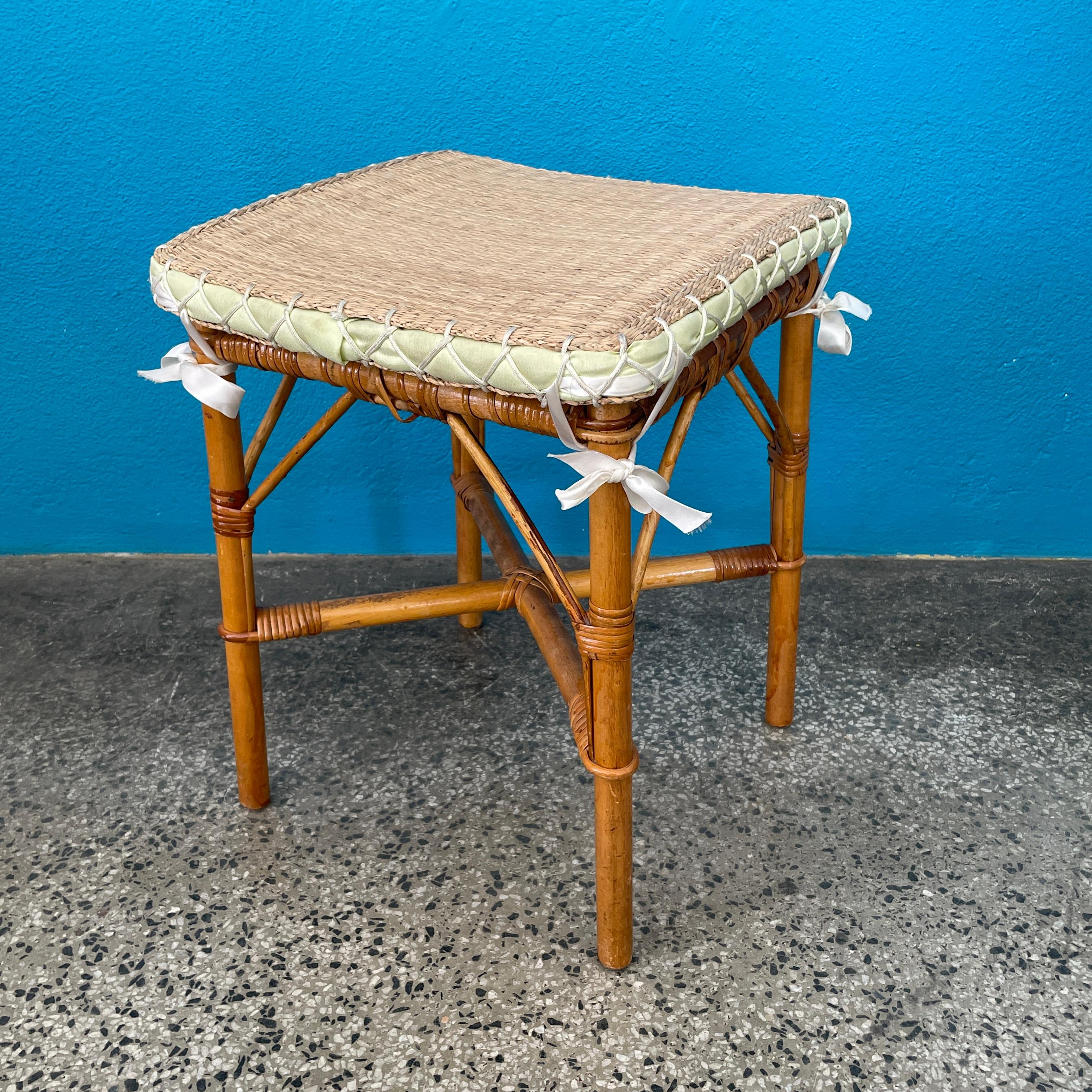 Mid Century Rattan Stool / Side Table / Flower Table 1