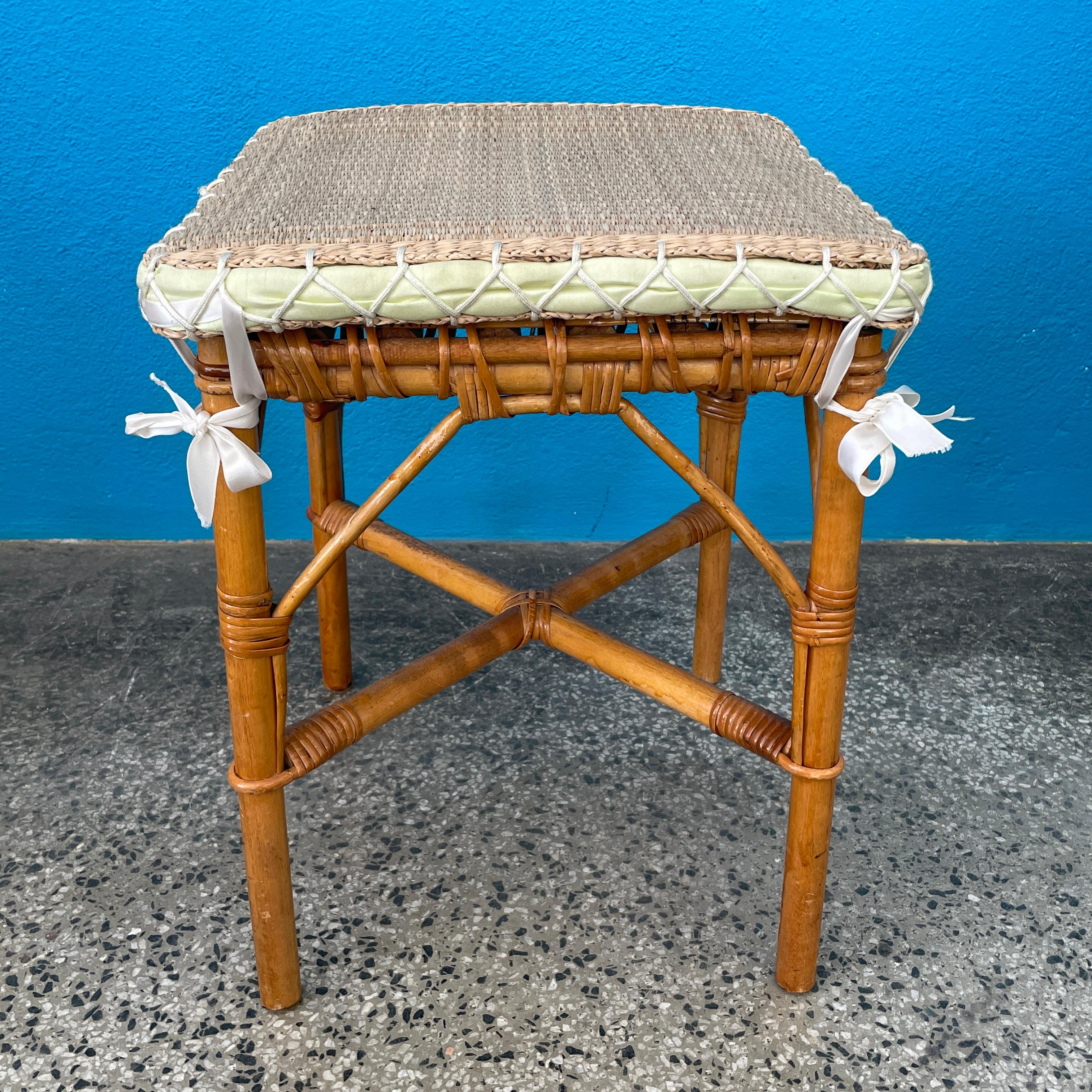 Mid Century Rattan Stool / Side Table / Flower Table 2