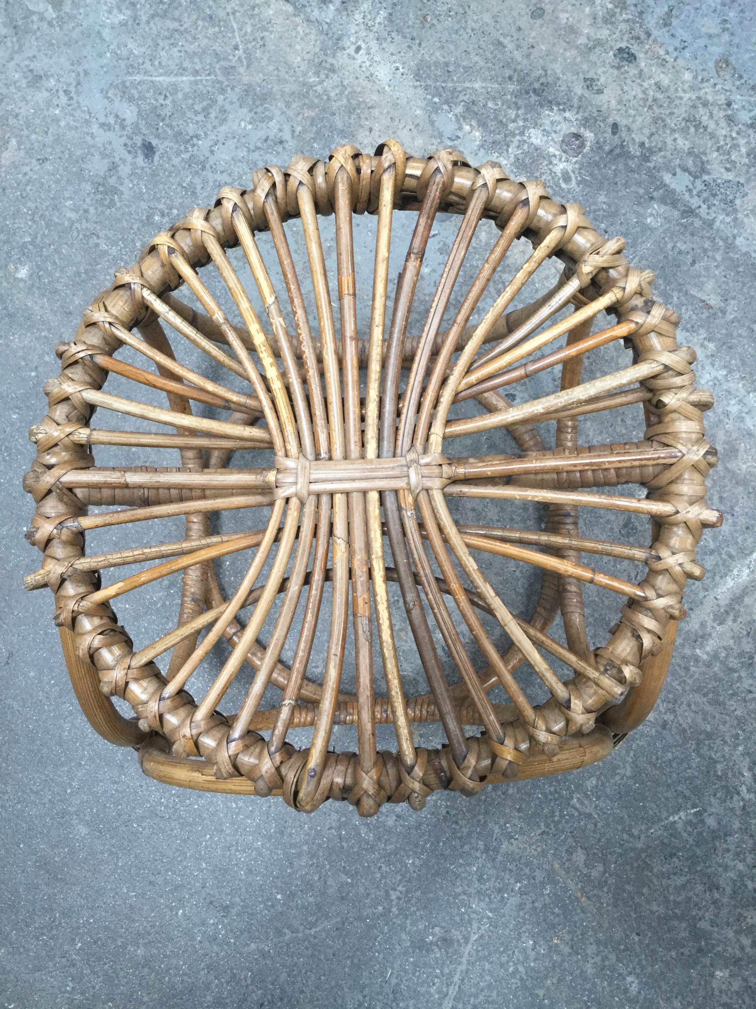 Mid-Century Rattan Stools In Good Condition In Los Angeles, CA