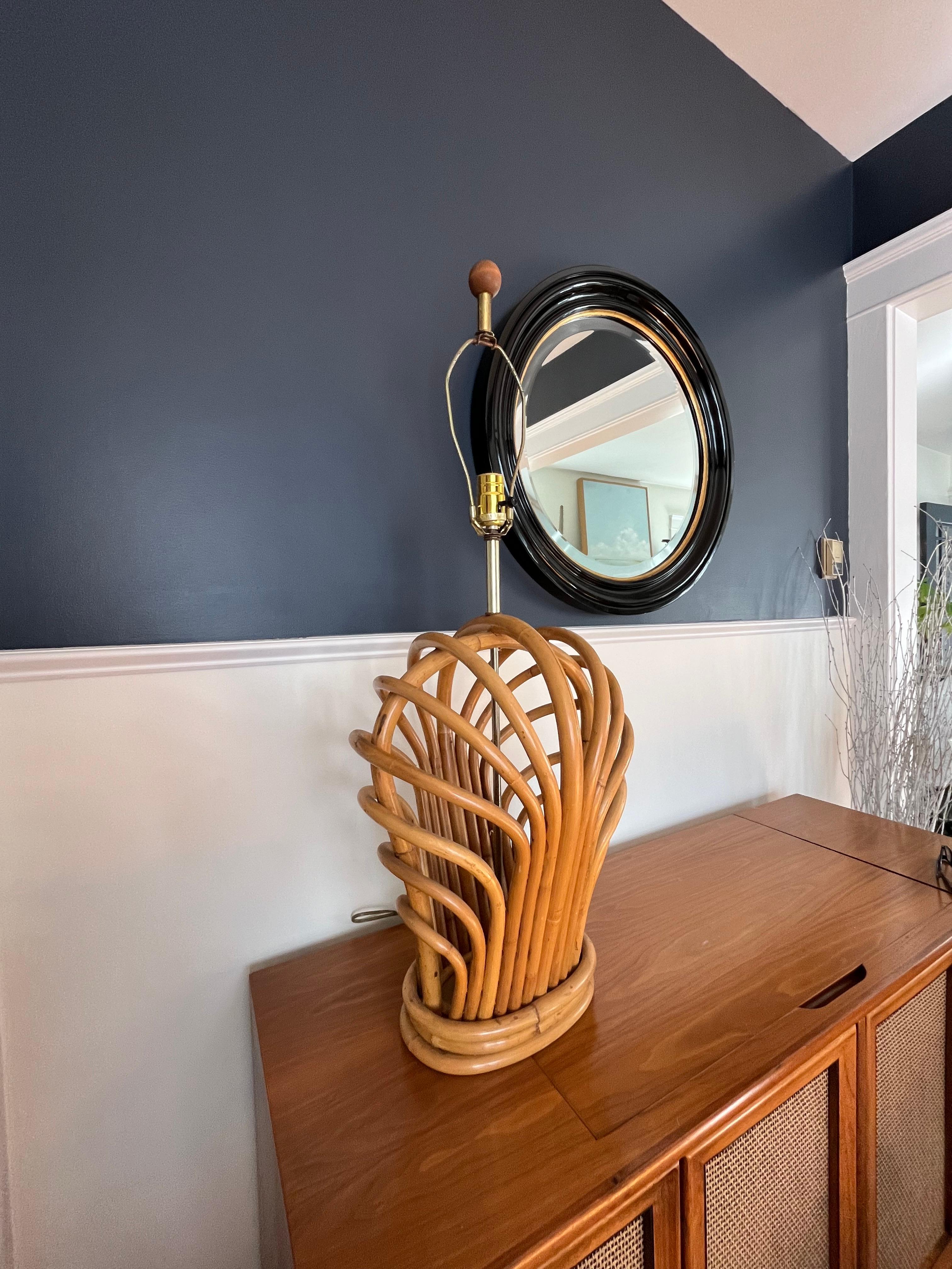 20th Century Mid Century Rattan Table Lamp For Sale