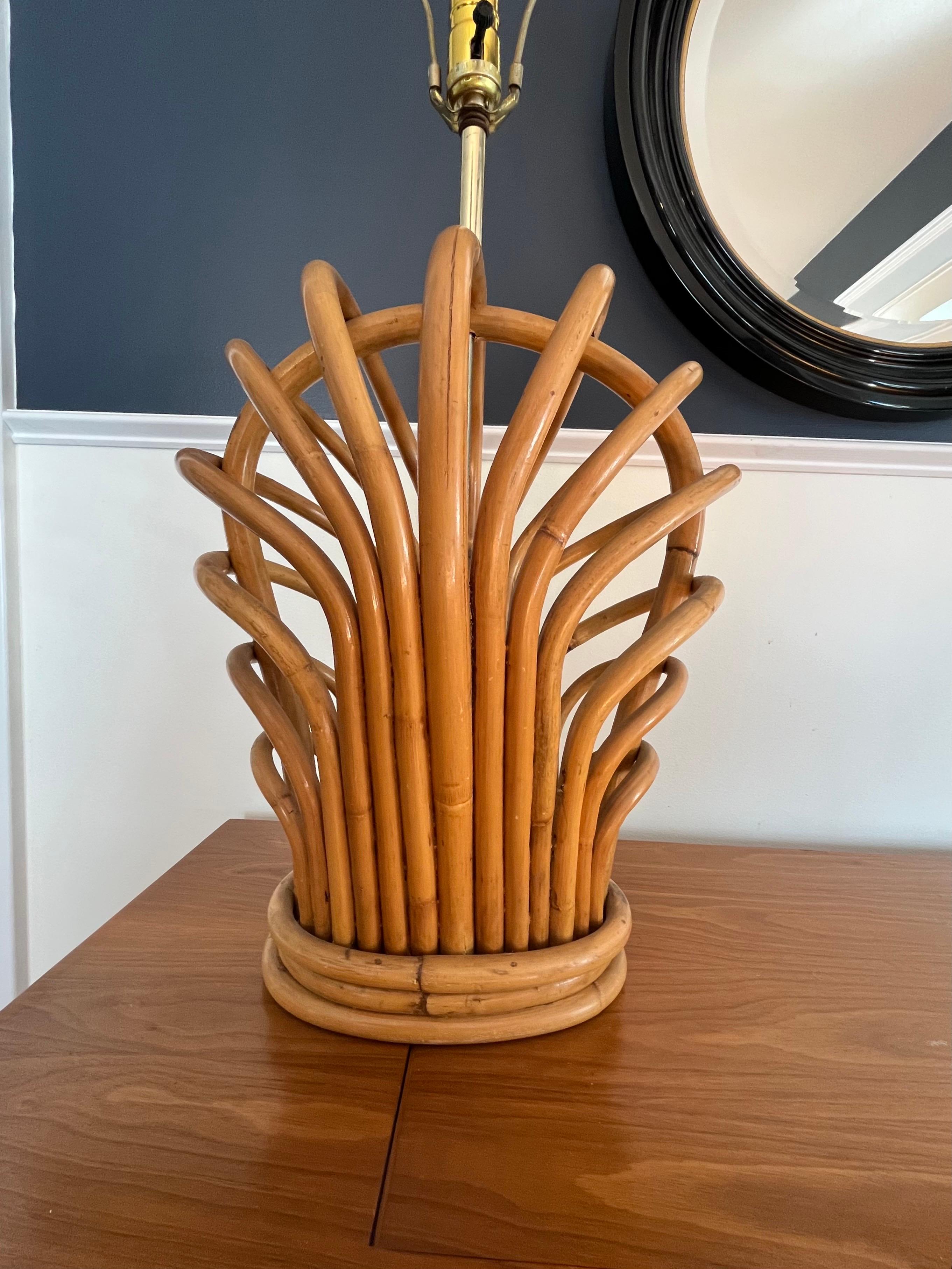 Mid Century Rattan Table Lamp For Sale 1