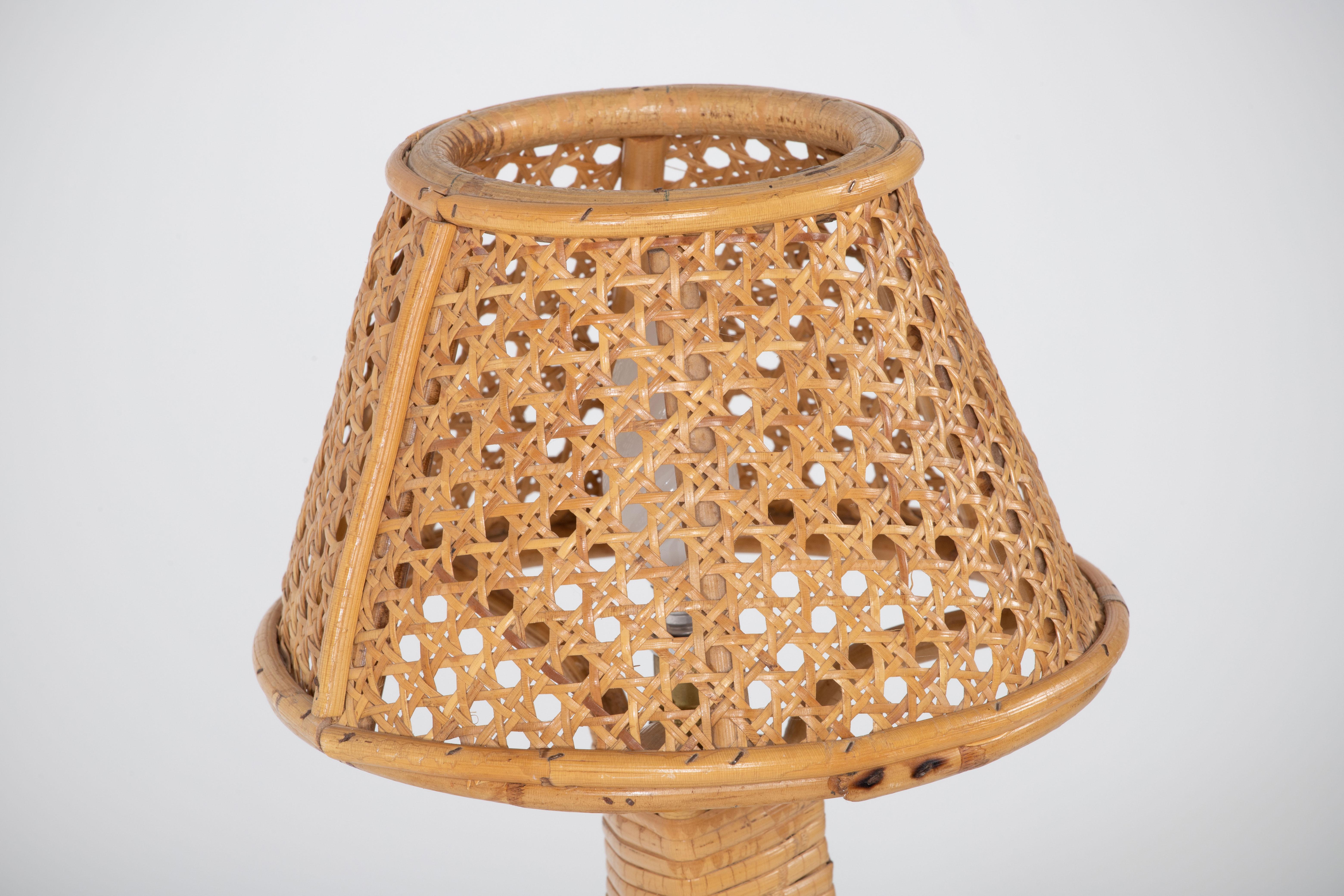 Mid-Century Rattan Table Lamp, Louis Sognot, France, 1960 For Sale 2