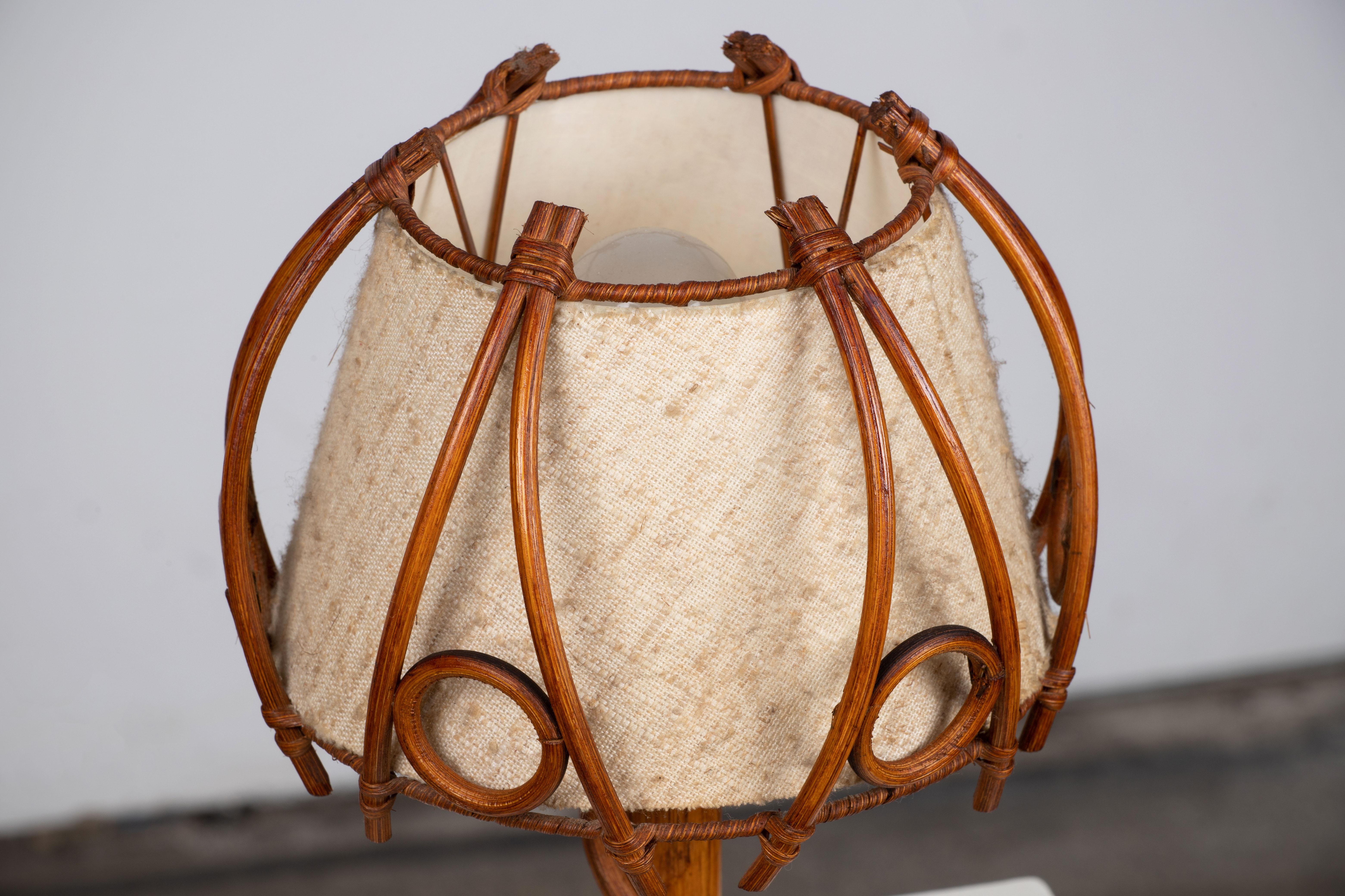 Mid-Century Rattan Table Lamp, Louis Sognot Insp, France, 1960 3