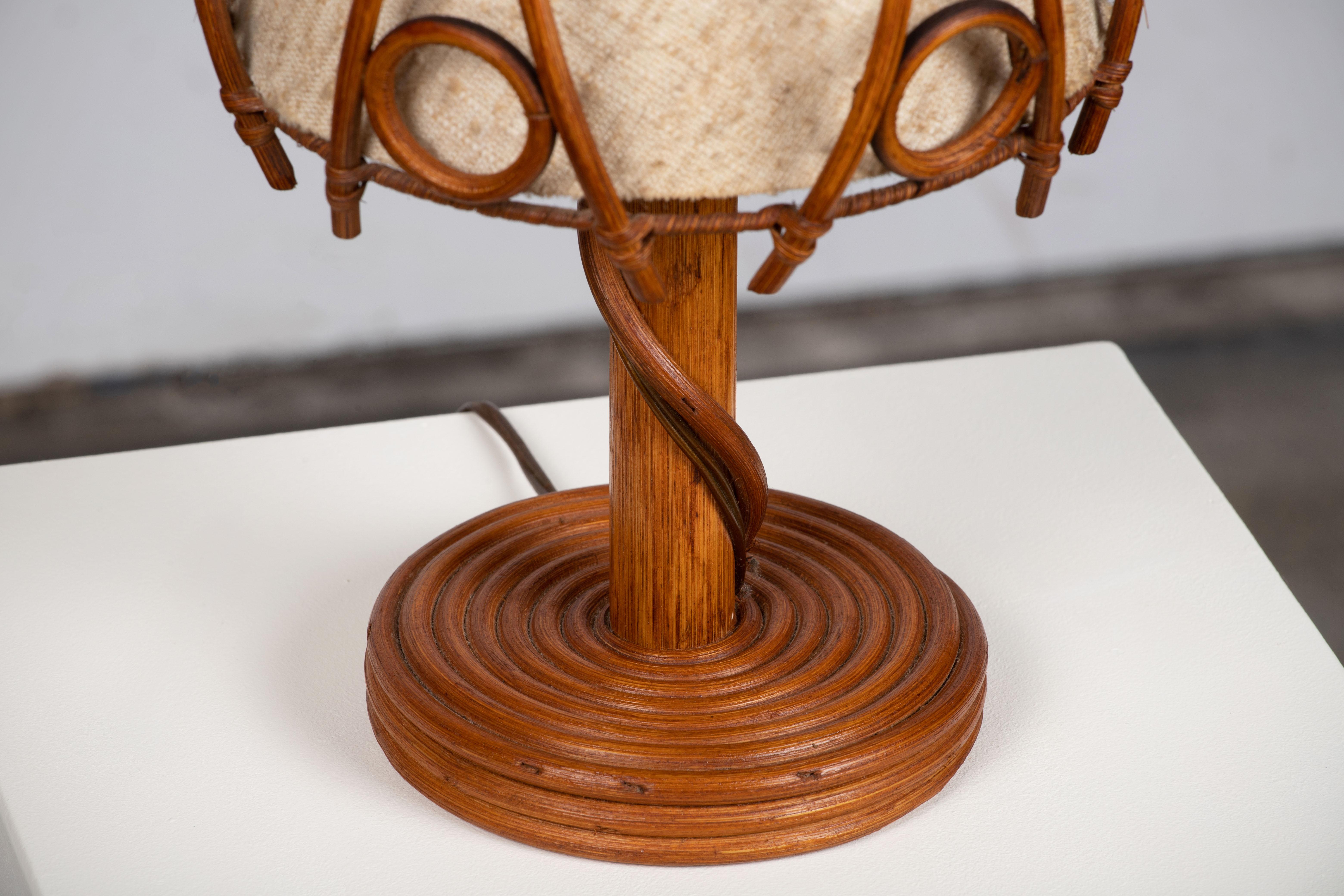 Mid-Century Rattan Table Lamp, Louis Sognot Insp, France, 1960 4