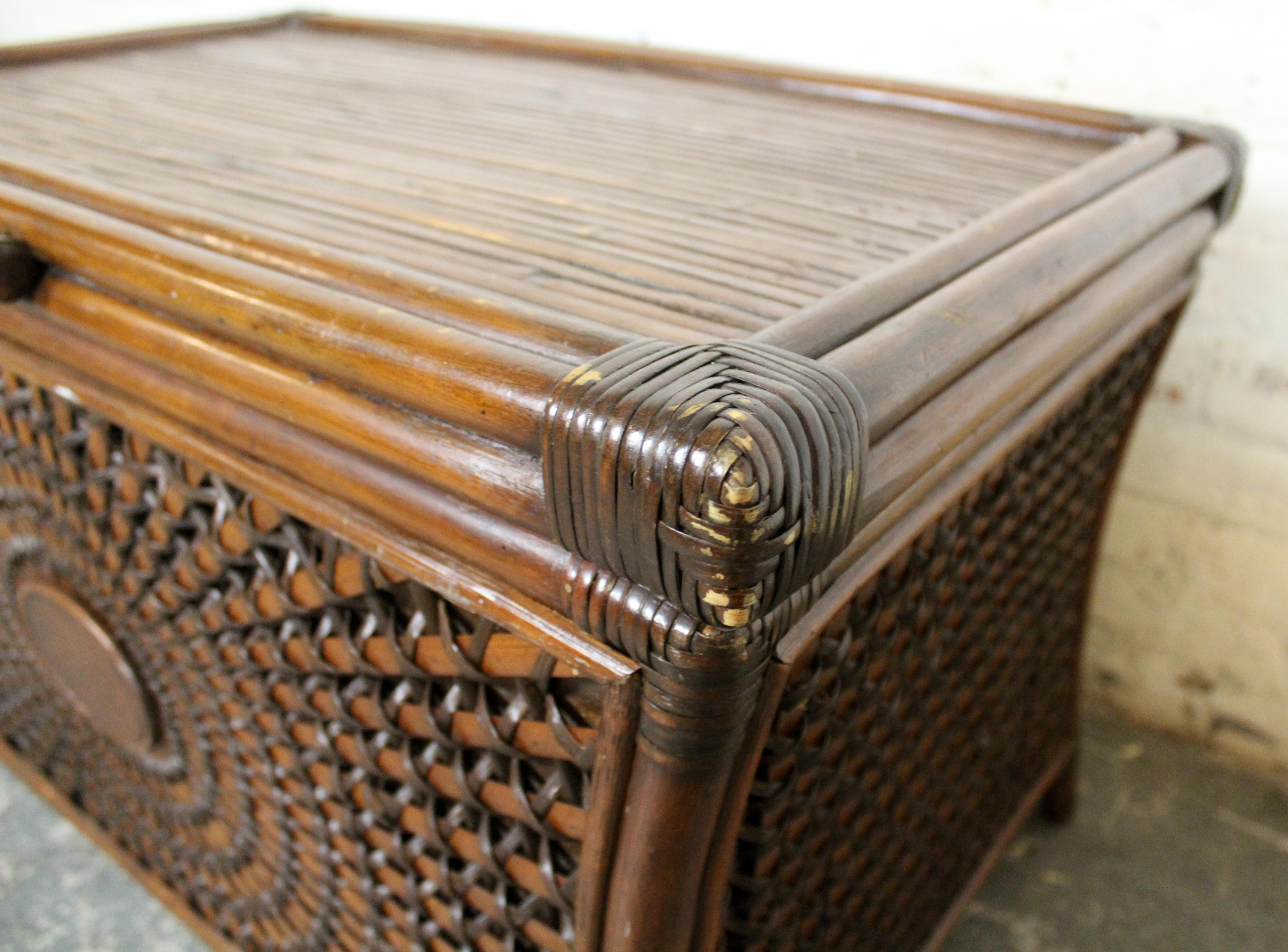Bambù Baule in rattan di metà secolo in vendita