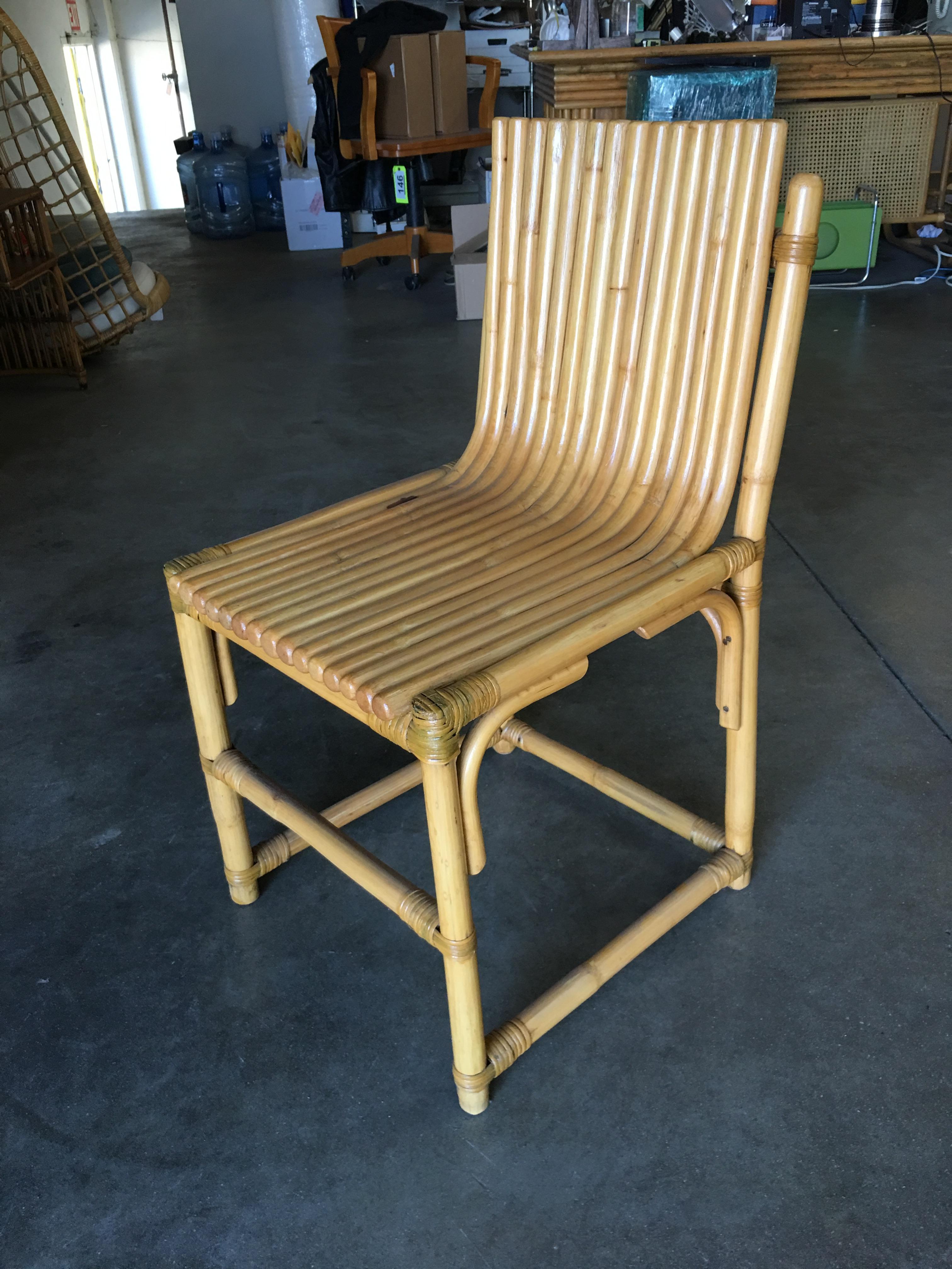 Mid-Century Modern Midcentury Rattan Vertically Stacked Side Chair in the Style of Paul Frankl