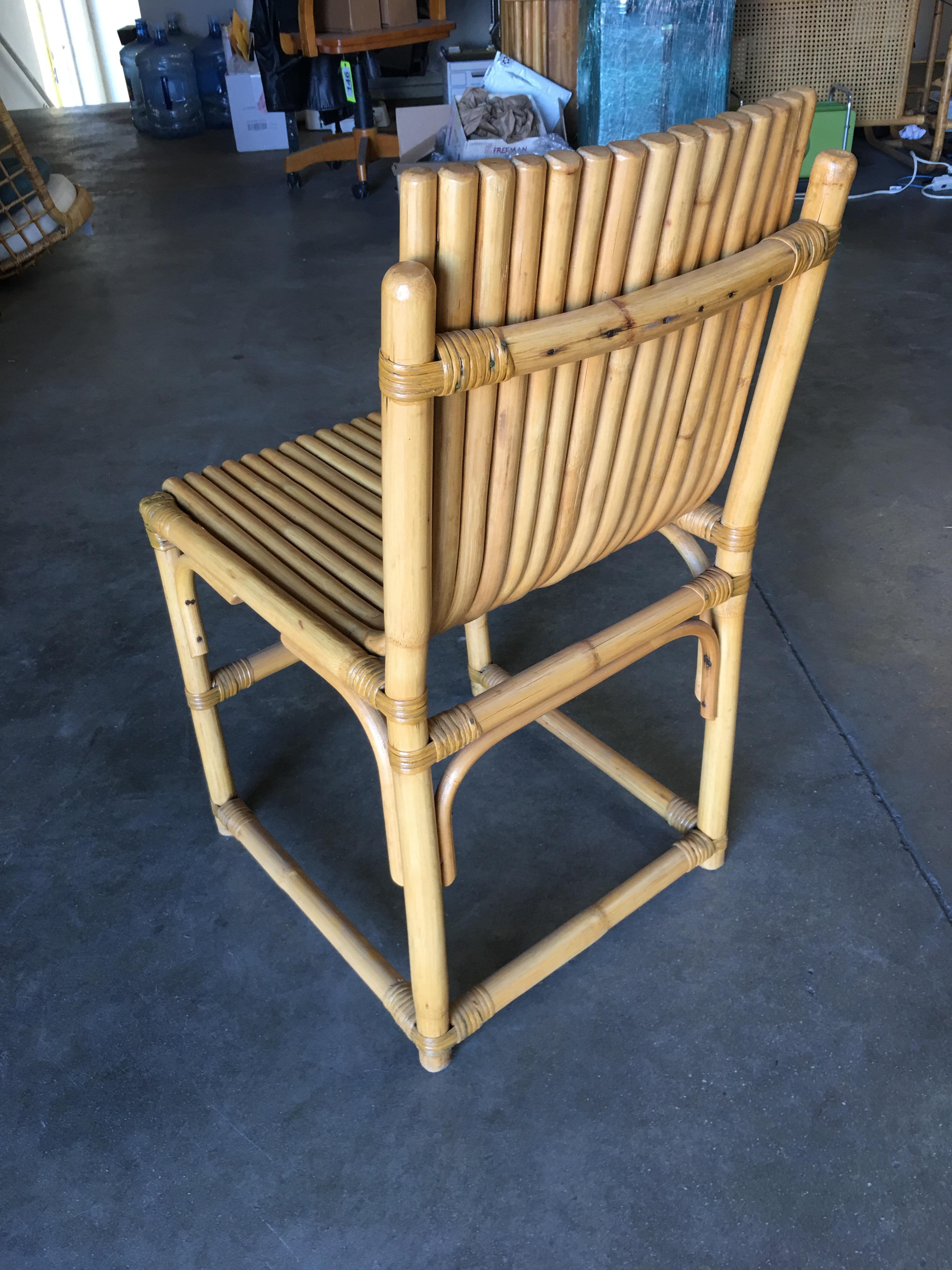 Midcentury Rattan Vertically Stacked Side Chair in the Style of Paul Frankl In Excellent Condition In Van Nuys, CA