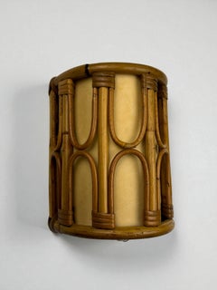 Mid-Century Rattan Wall Sconce, Italy, circa 1960s