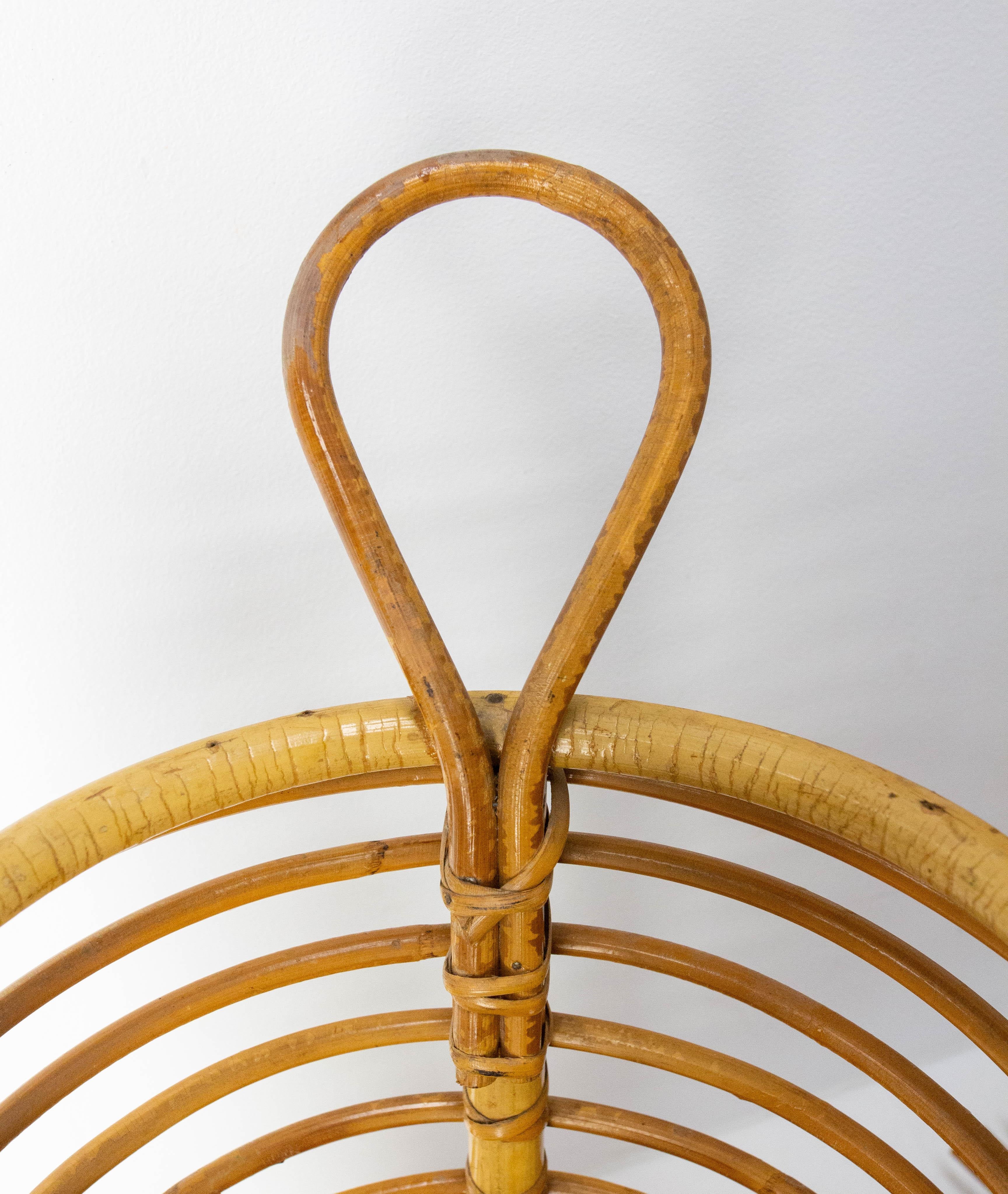 Mid-Century Rattan Wastebasket or Umbrella Stand, France circa 1950 Audoux Minet For Sale 1