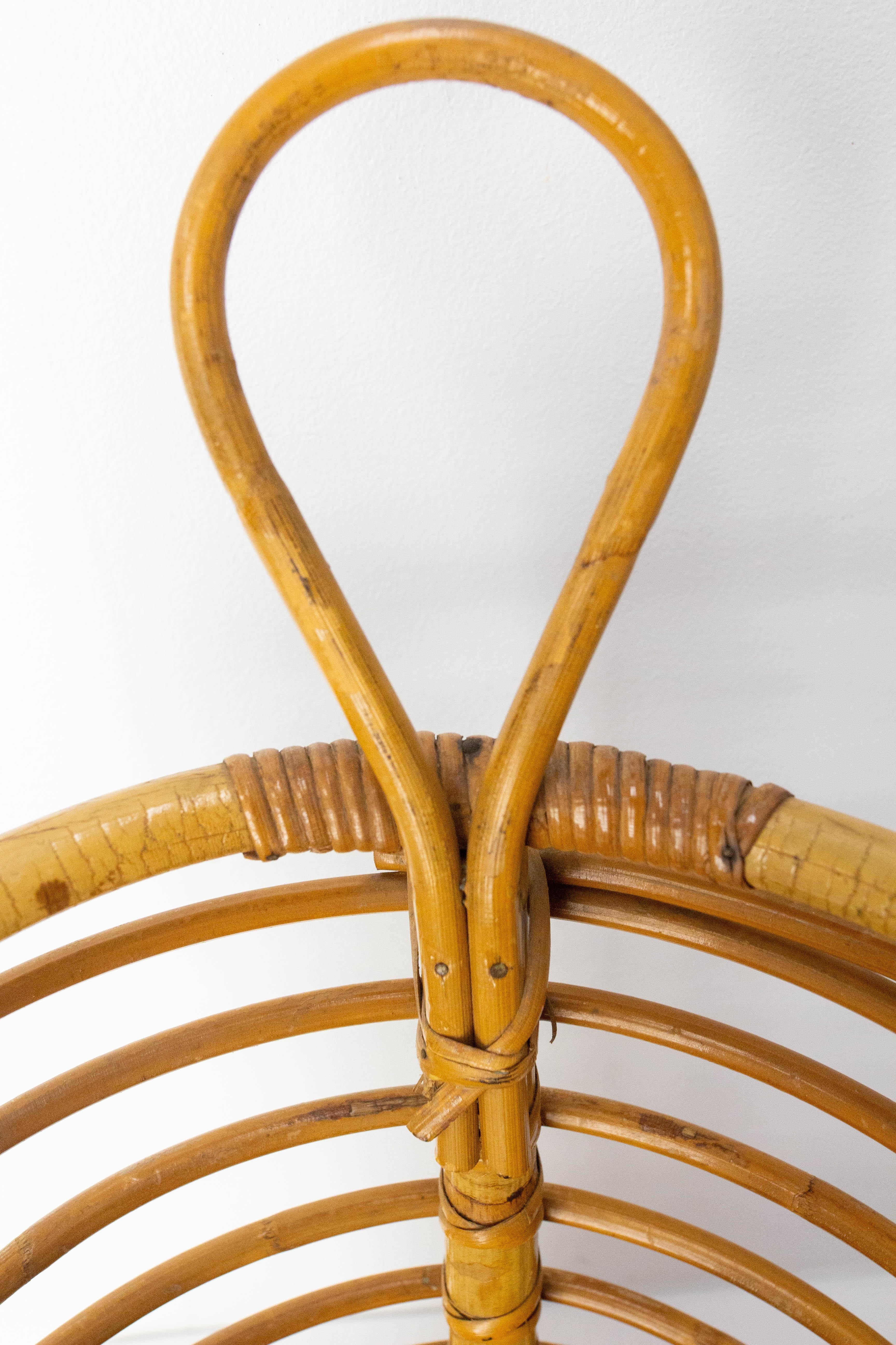 Mid-Century Rattan Wastebasket or Umbrella Stand, France circa 1950 Audoux Minet For Sale 2