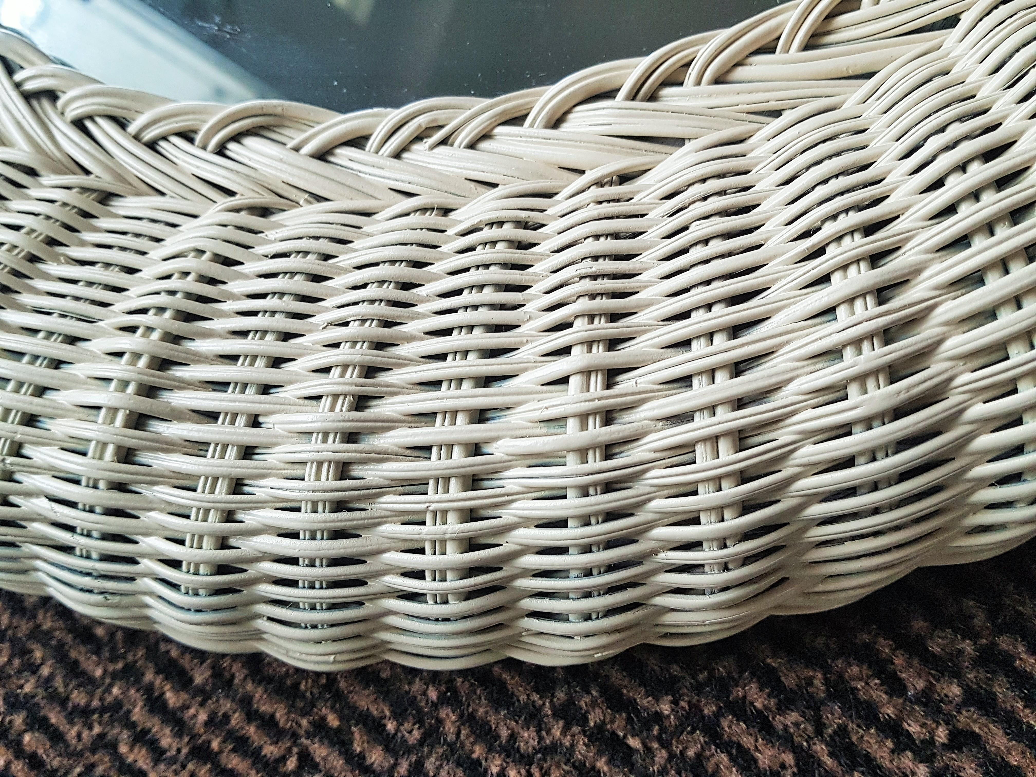 Specchio da parete in vimini e rattan di metà secolo, Italia 1960 in vendita 10