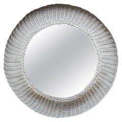 Mid-Century-Wandspiegel aus Rattan, Korbweide und Bambus, Italien 1960er Jahre