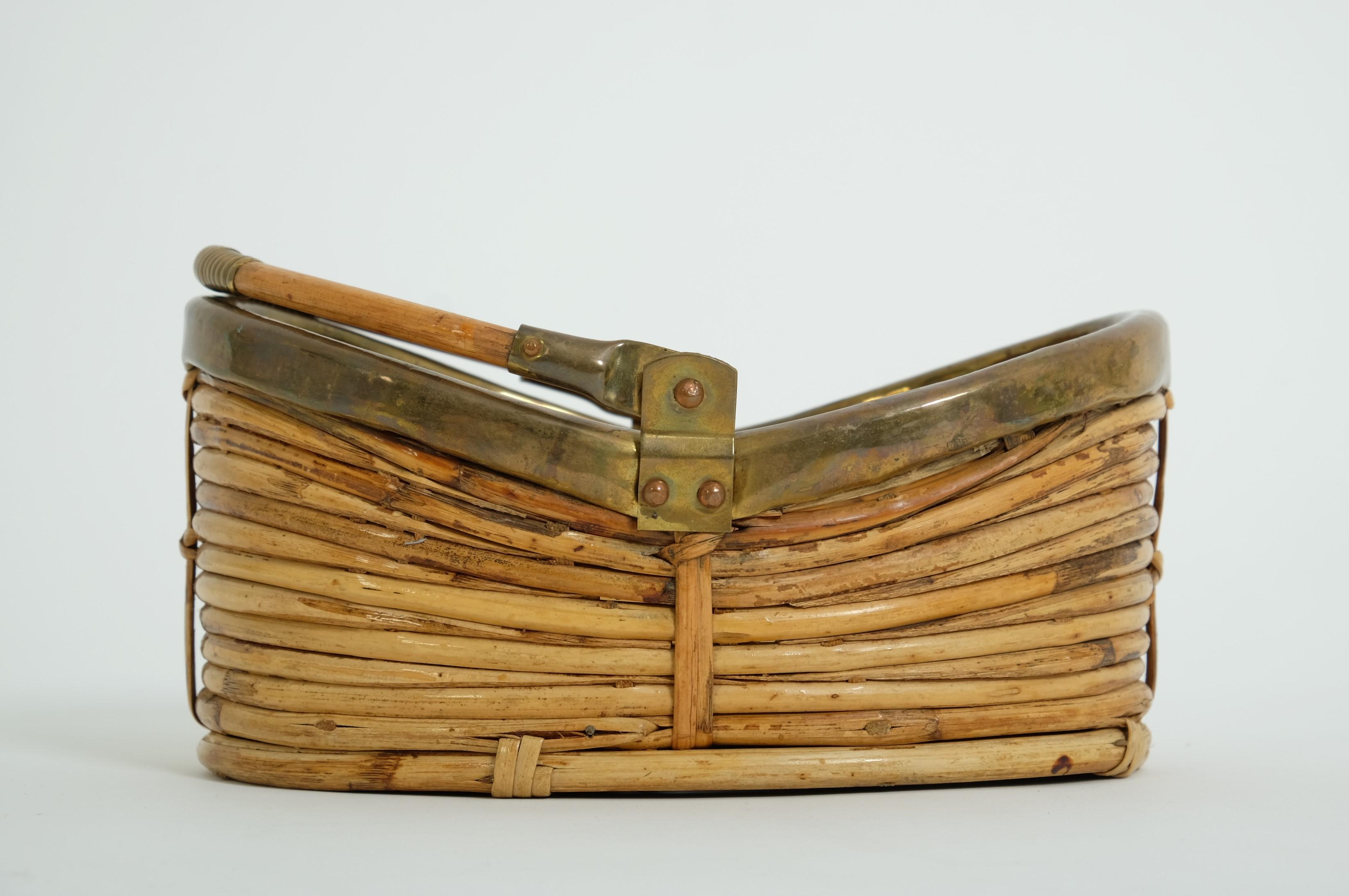 Panier en osier de rotin avec anse, The Modernity, Italie, années 1970 en vente 3