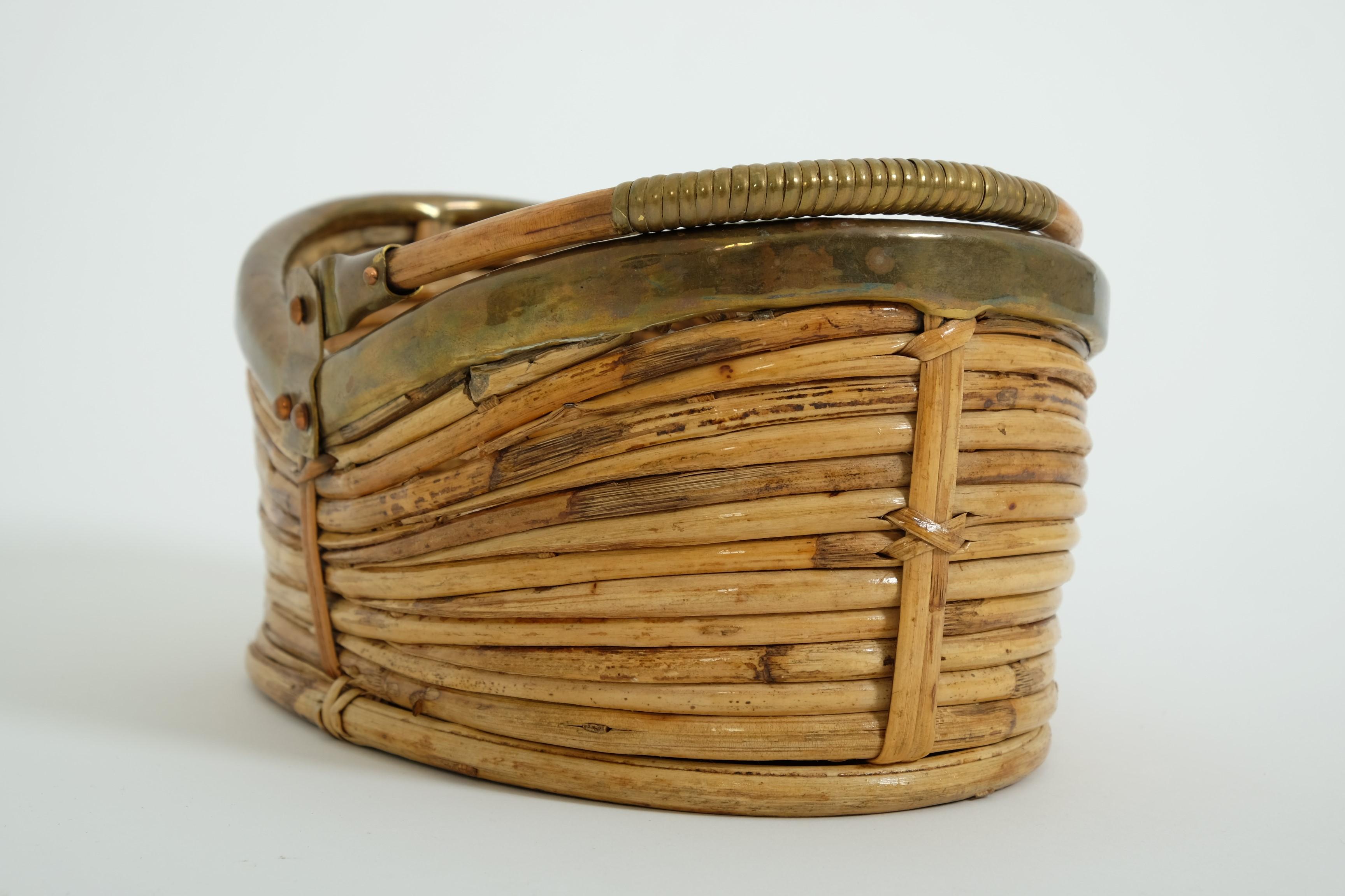 Panier en osier de rotin avec anse, The Modernity, Italie, années 1970 en vente 5