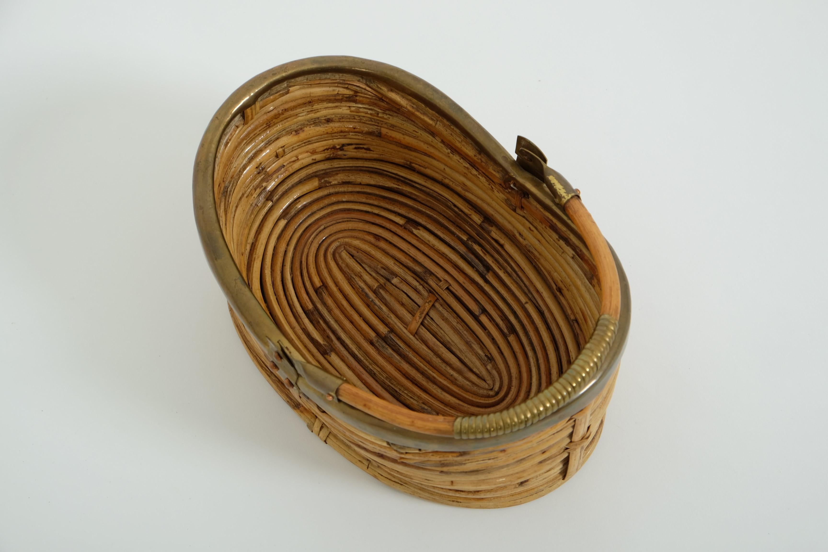 Panier en osier de rotin avec anse, The Modernity, Italie, années 1970 en vente 8