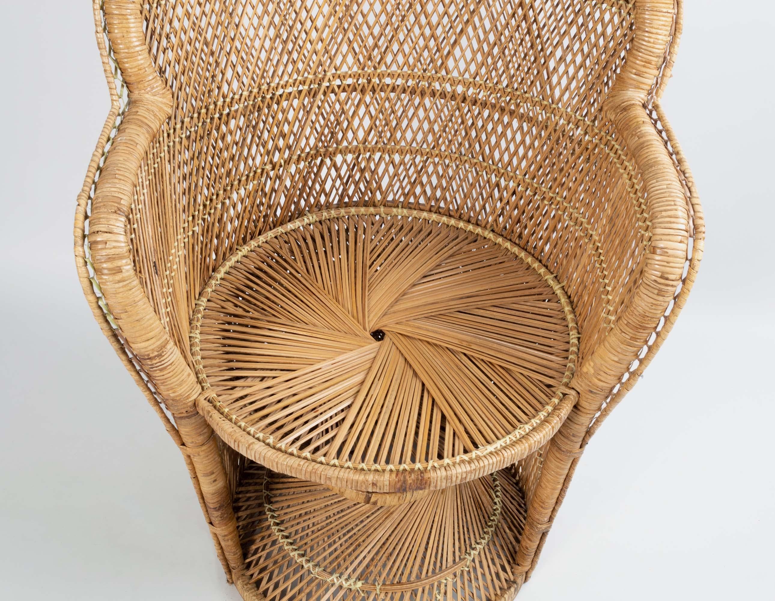 Mid-Century Modern Mid Century Rattan Wicker Peacock Chair France C.1960 For Sale