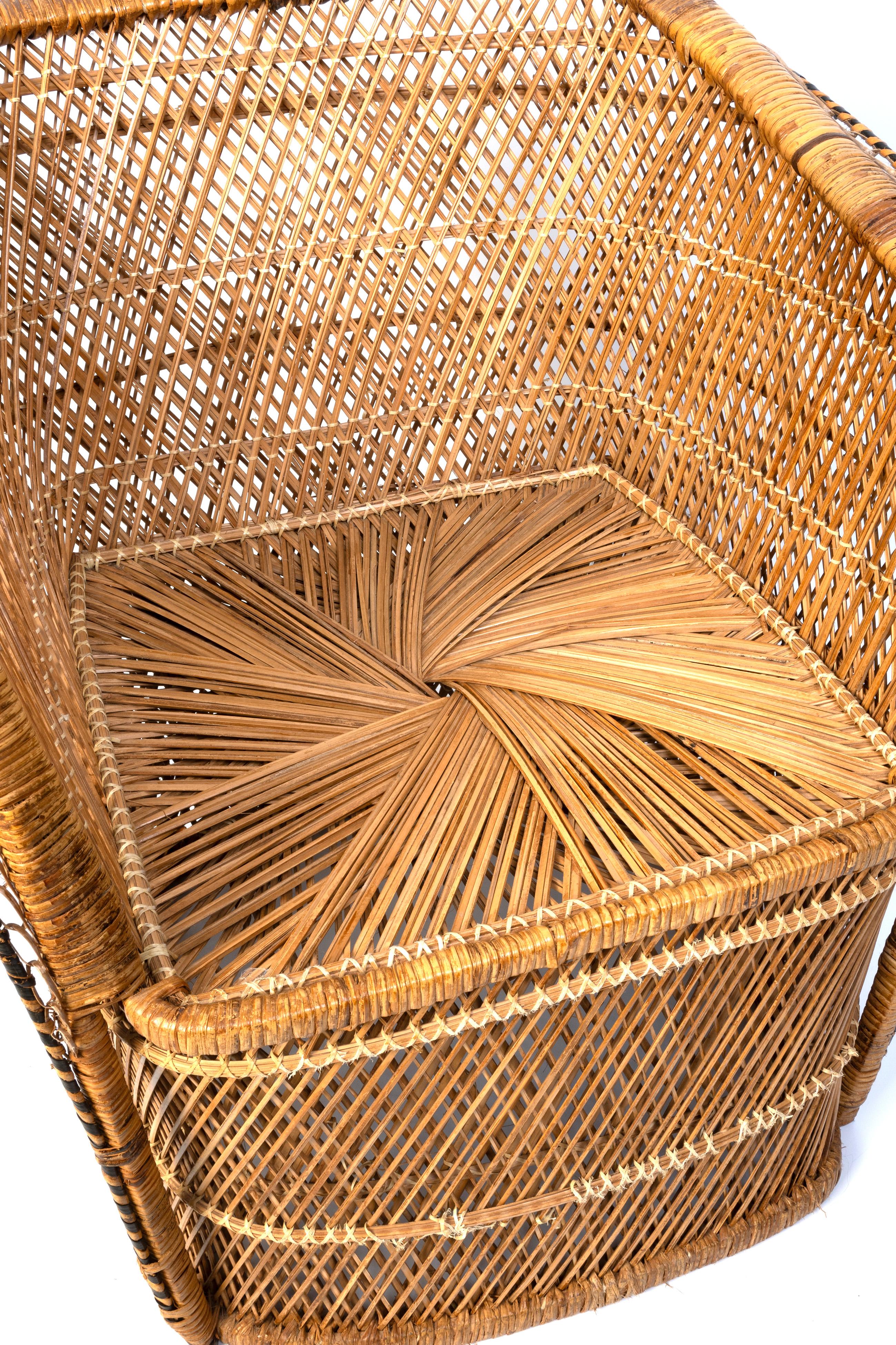 Mid Century Rattan Wicker Tub Chair, C.1960, Italy For Sale 3