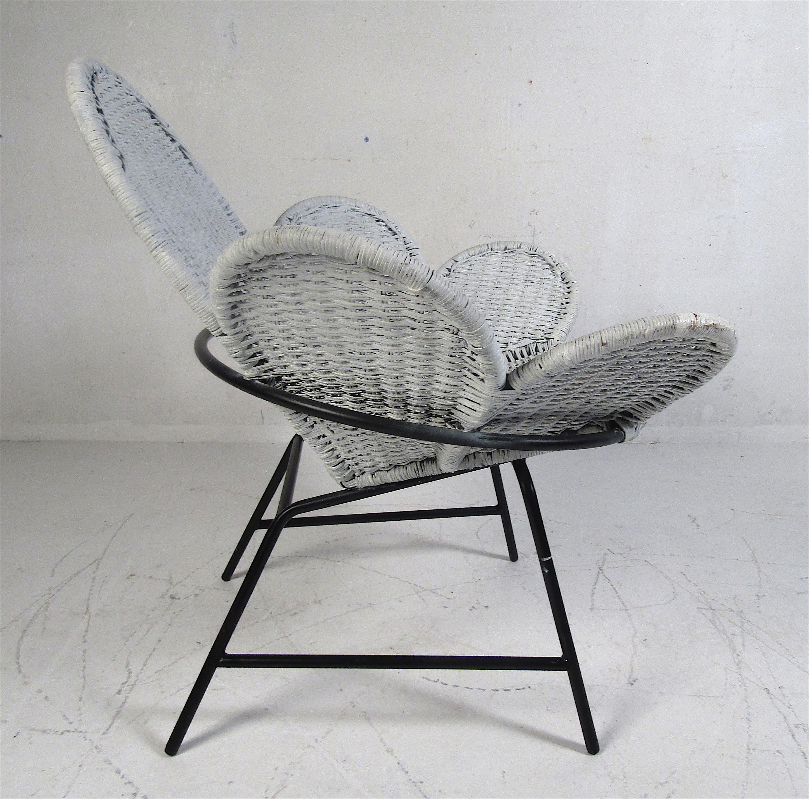 Mid-Century Modern Midcentury Rattan Wicker Tulip Chair