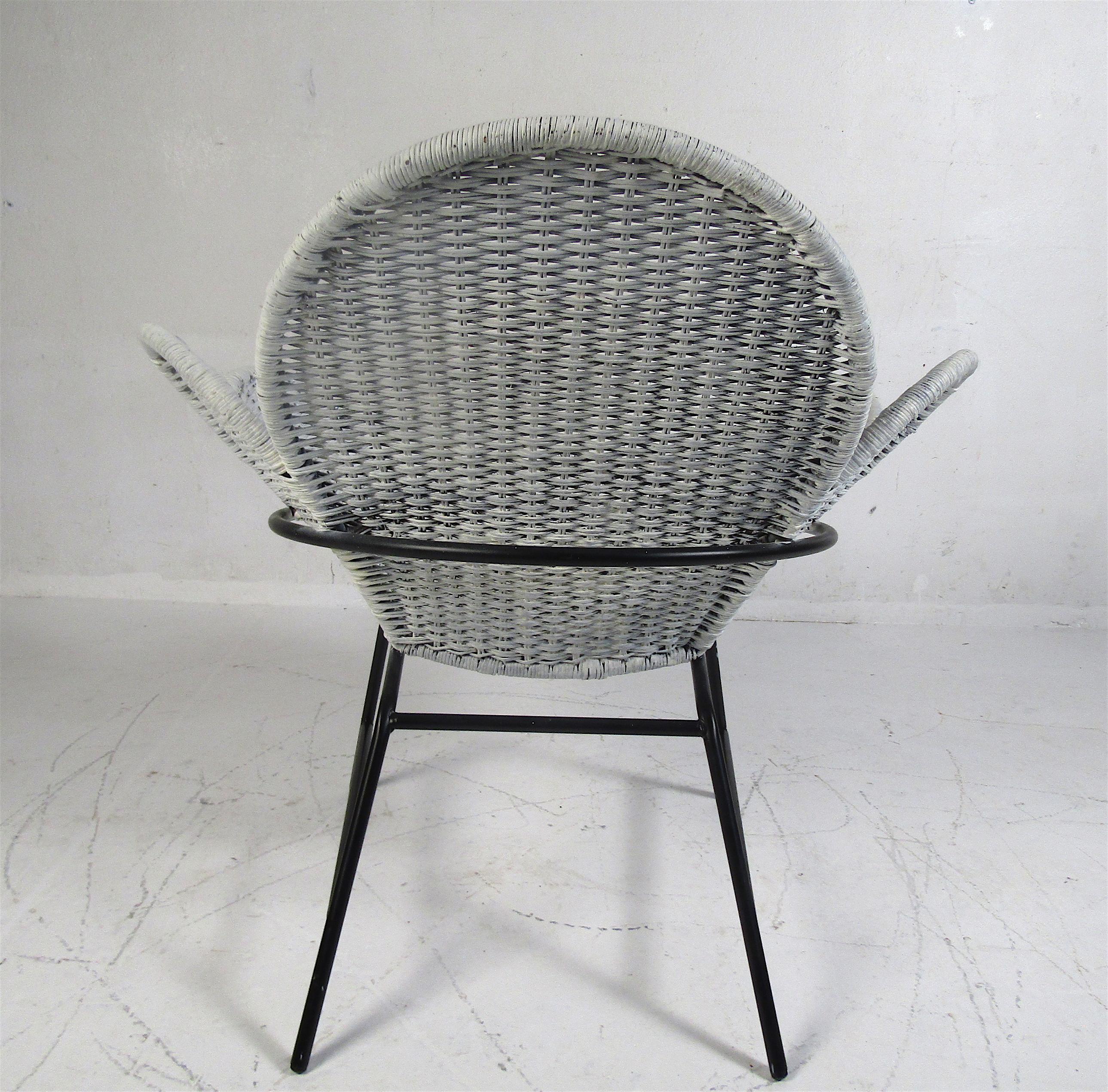 Late 20th Century Midcentury Rattan Wicker Tulip Chair