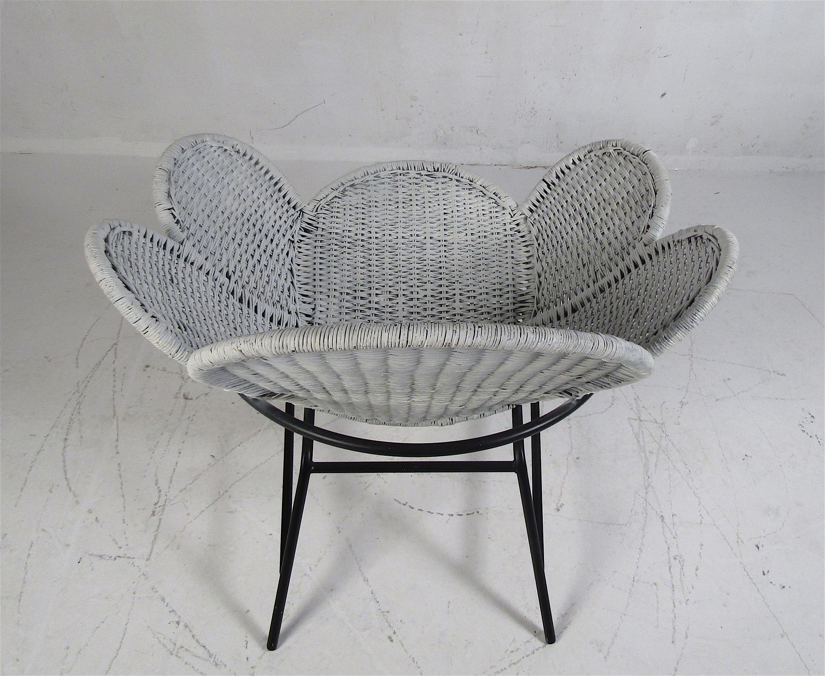 Midcentury Rattan Wicker Tulip Chair 1