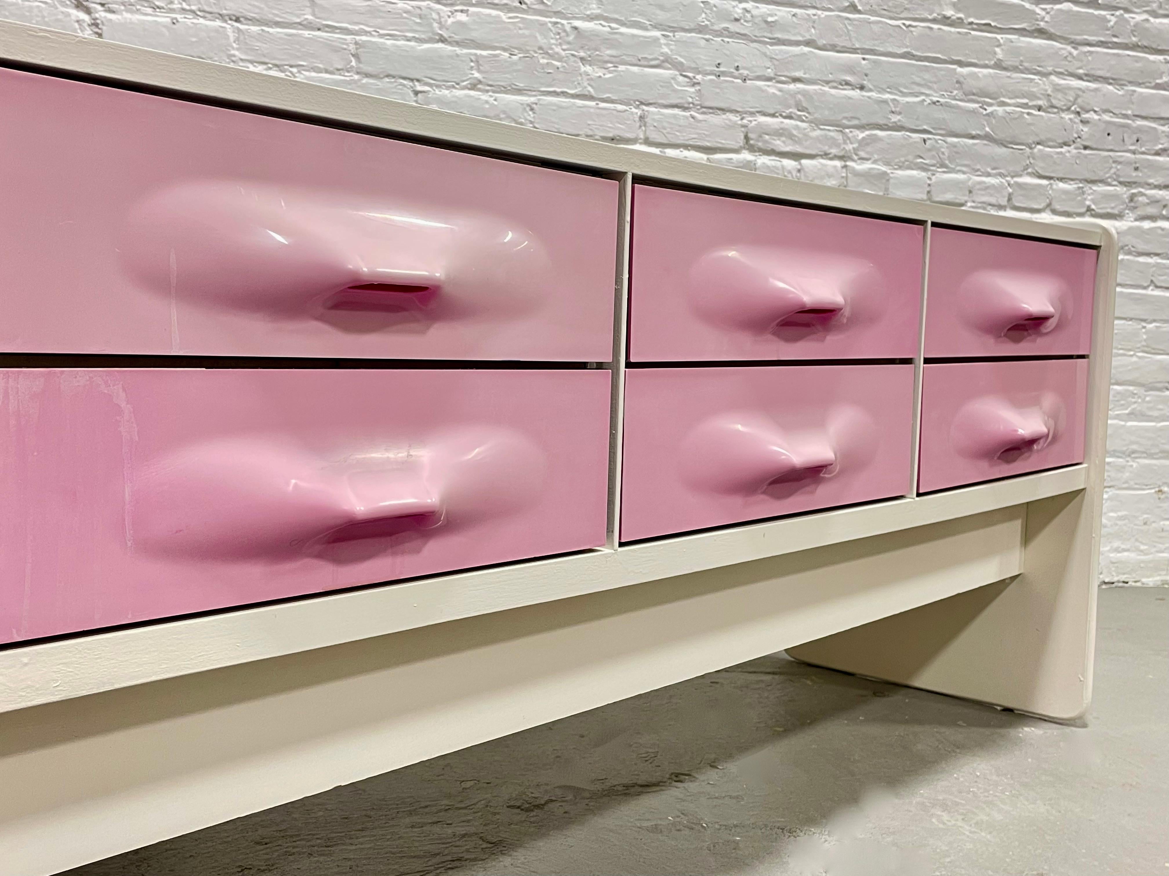 Late 20th Century Midcentury Raymond Loewy Styled Molded Long Dresser by Giovanni Maur for Trecor