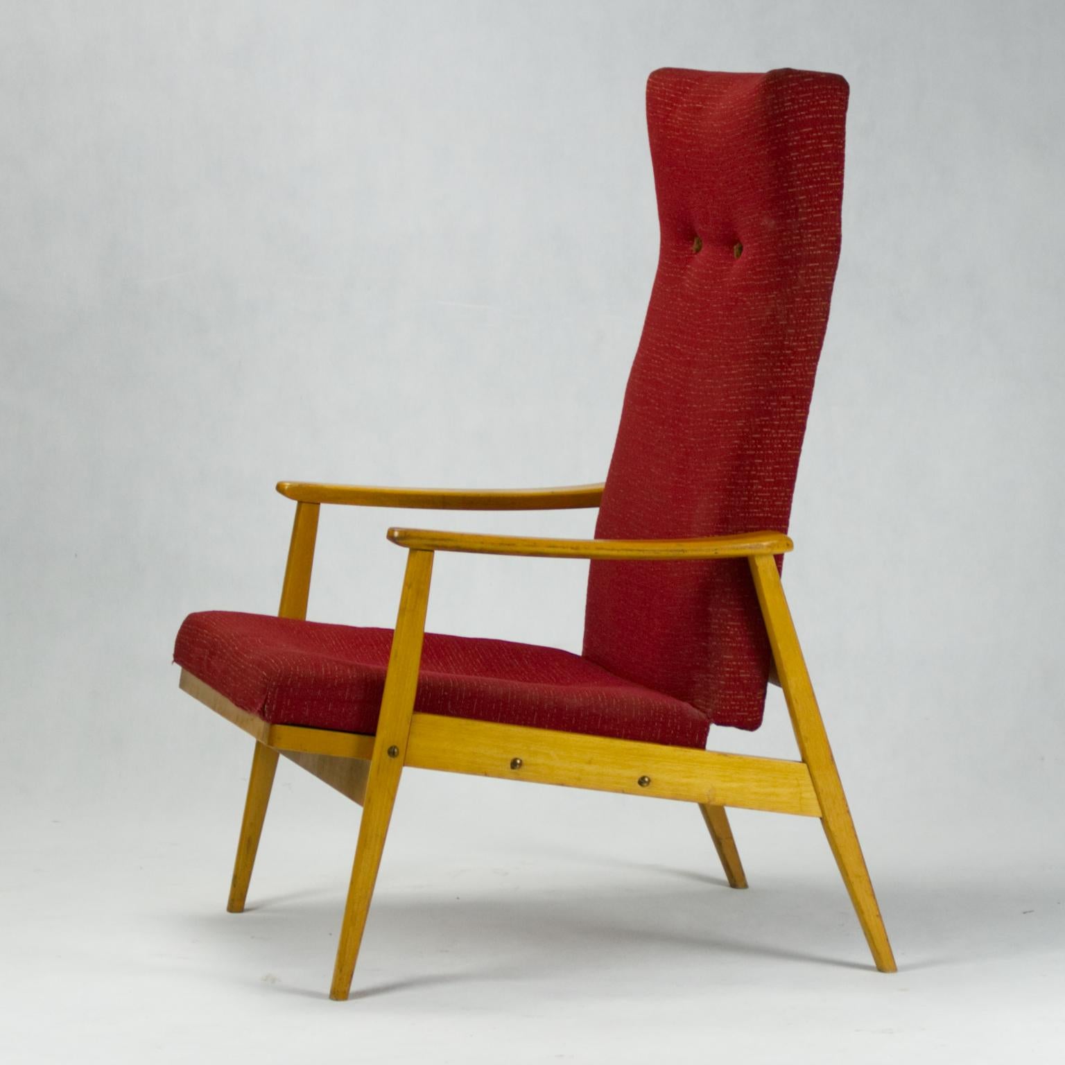 mid century high back armchair