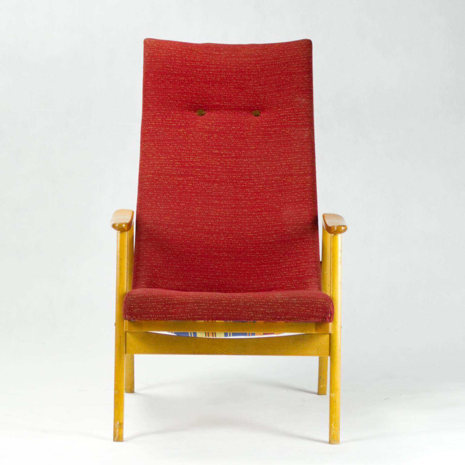 20th Century Mid Century Reclining High Back Armchair by TON, 1960s