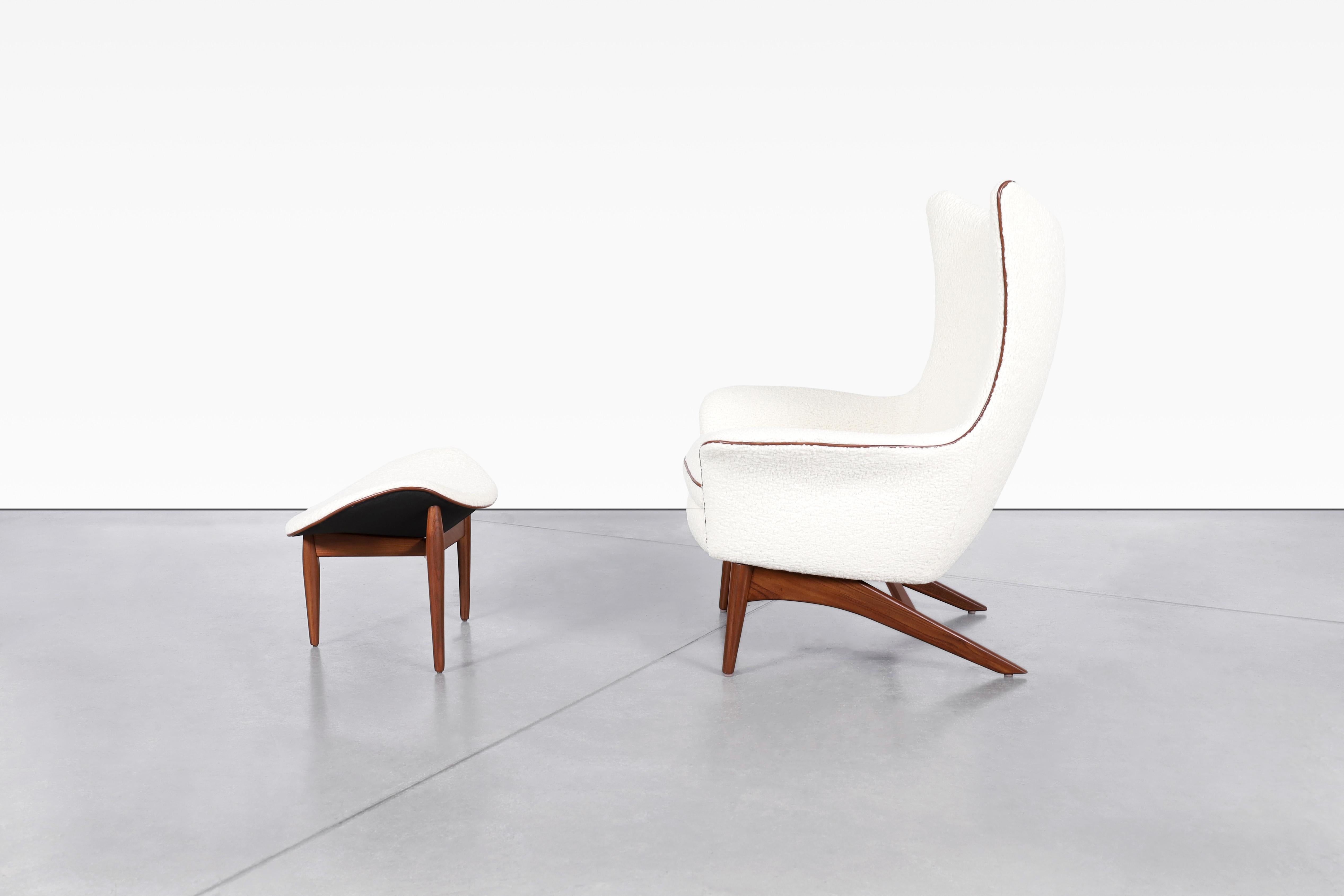 Silla reclinable y otomana de mediados de siglo de H.W. Klein para Bramin Moderno de mediados de siglo en venta