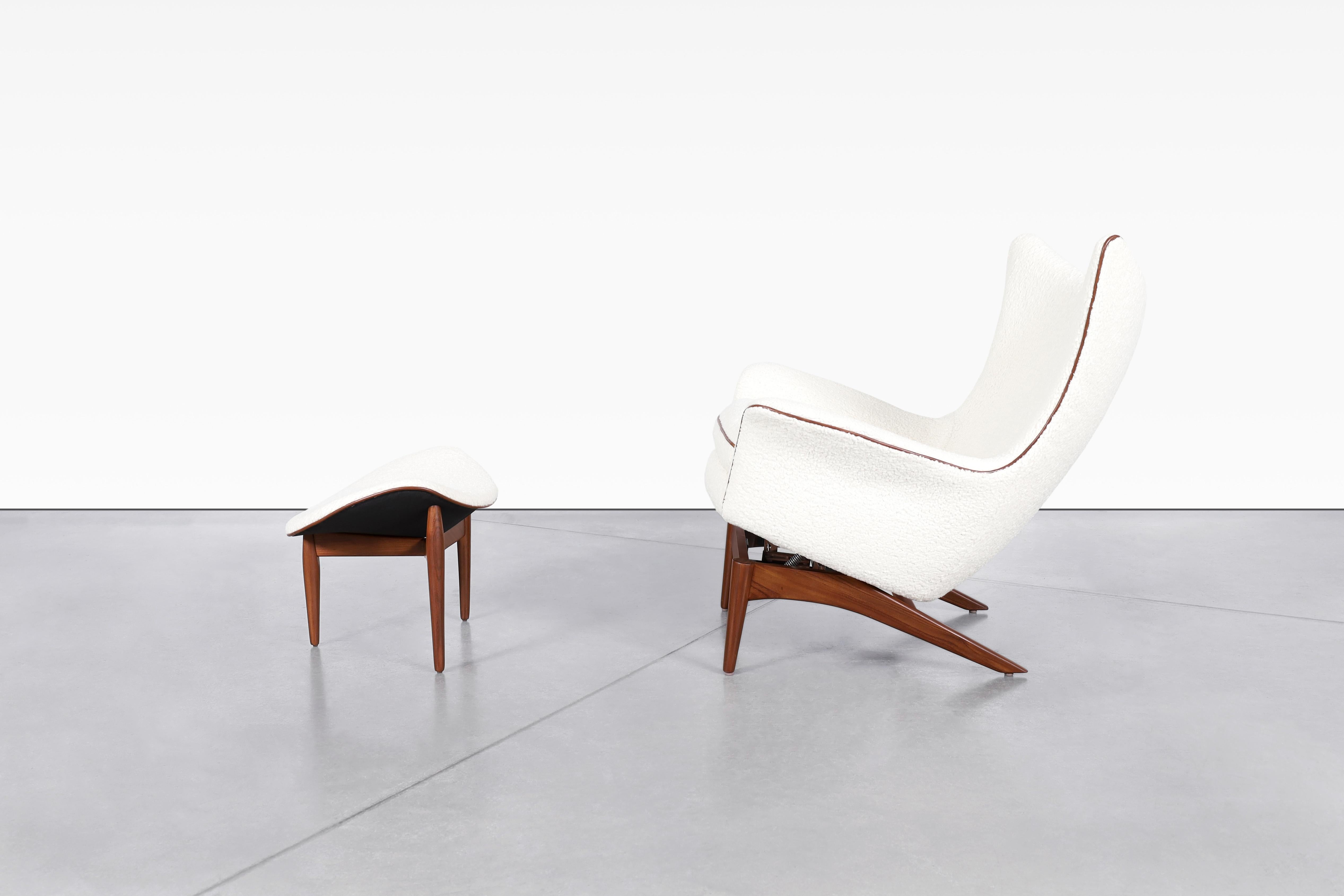 Silla reclinable y otomana de mediados de siglo de H.W. Klein para Bramin Noruego en venta