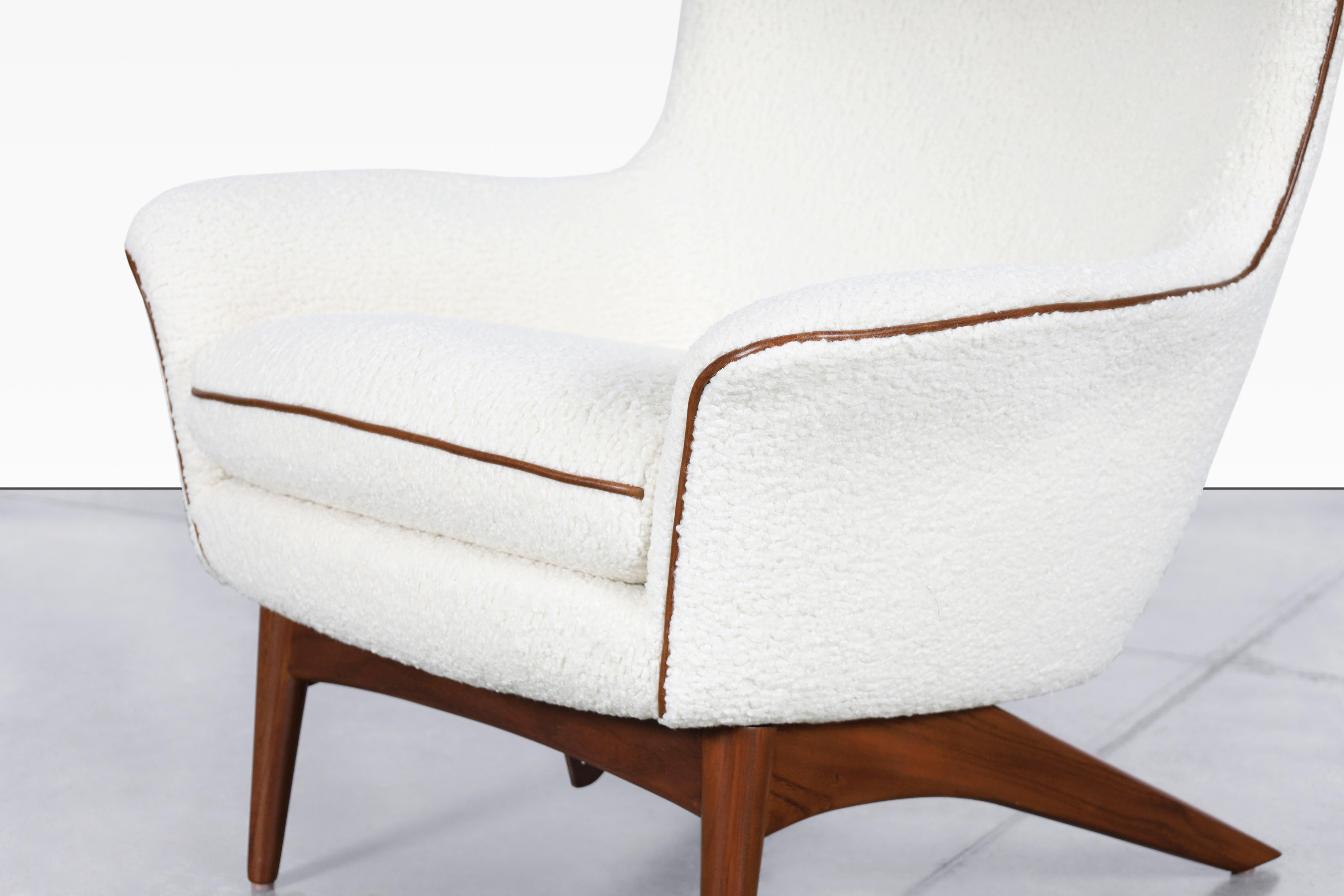 Silla reclinable y otomana de mediados de siglo de H.W. Klein para Bramin Cuero en venta