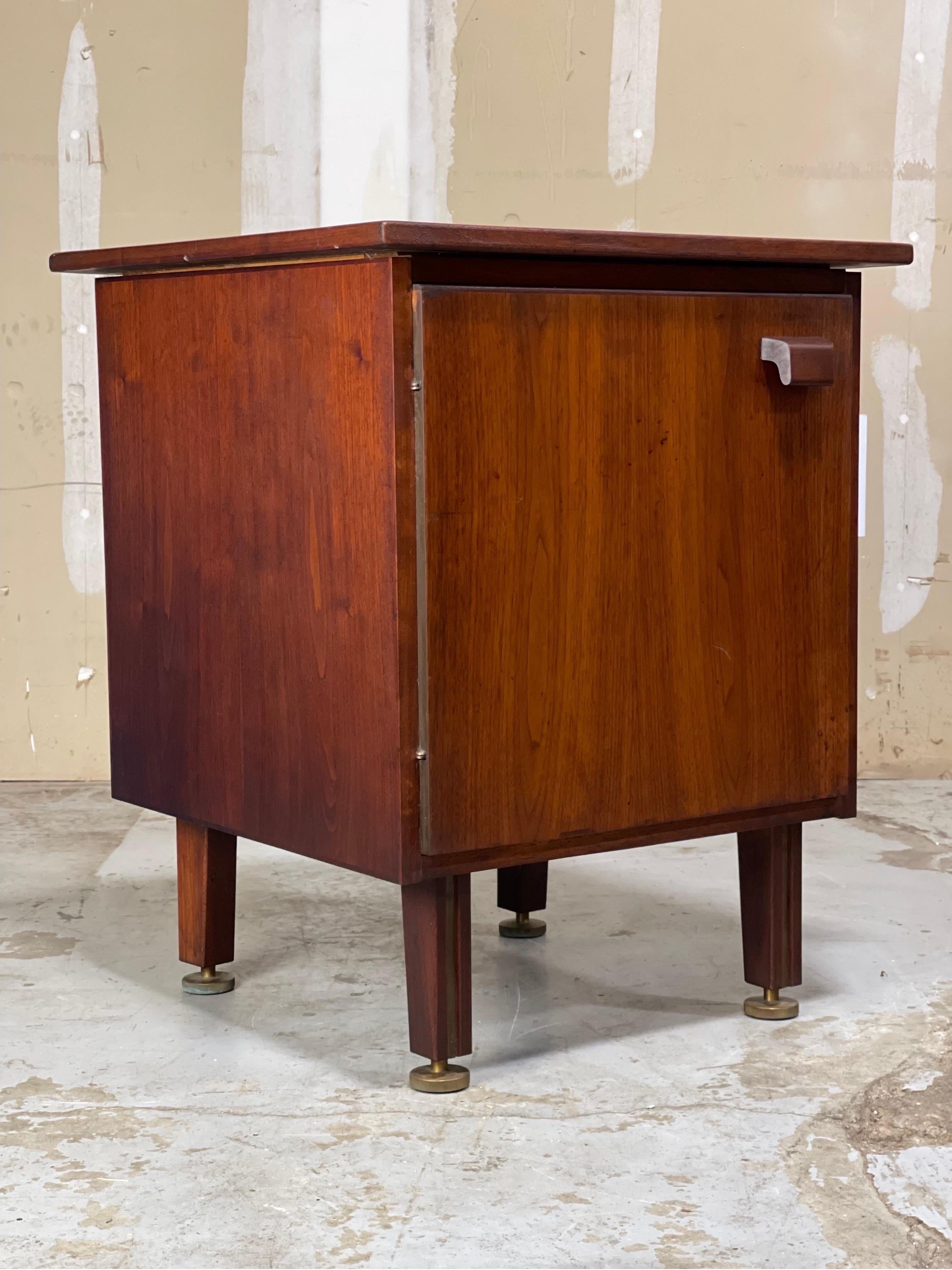 Mid Century Record Vinyl Media Cabinet by Jens Risom with Custom Solid Brass 7