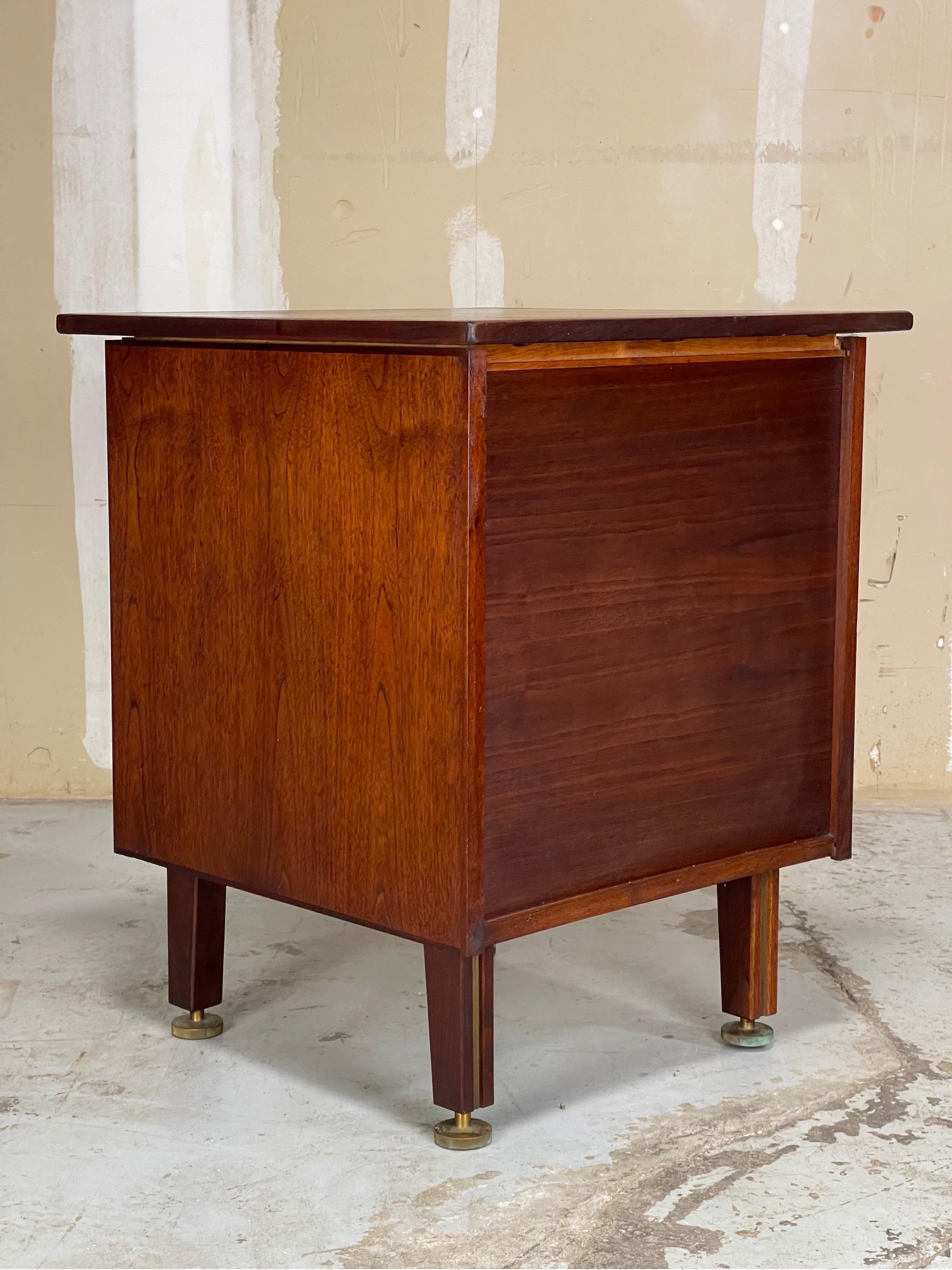 Mid Century Record Vinyl Media Cabinet by Jens Risom with Custom Solid Brass 1