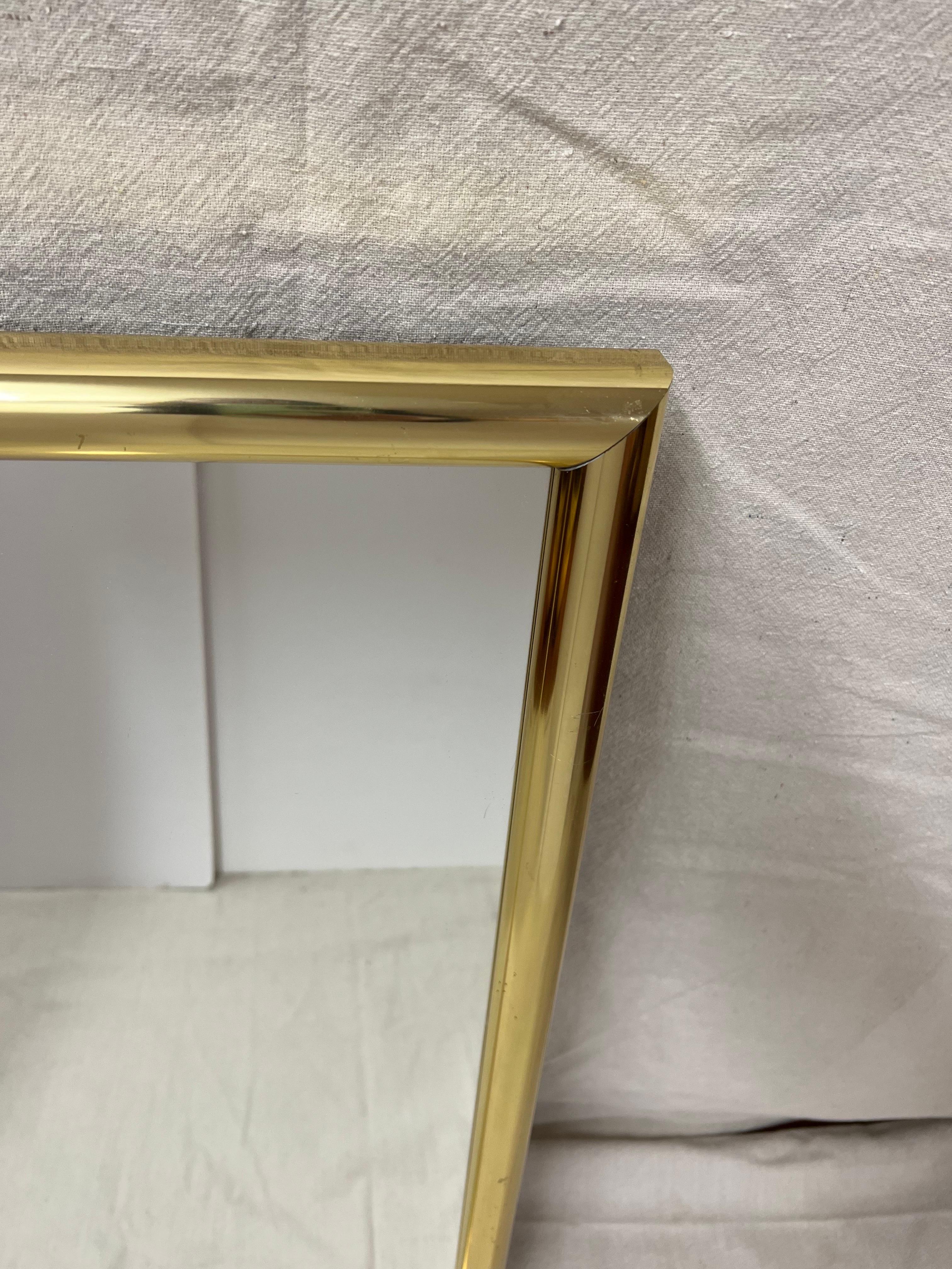 Mid-Century Minimalist Brass Mirror For Sale 5