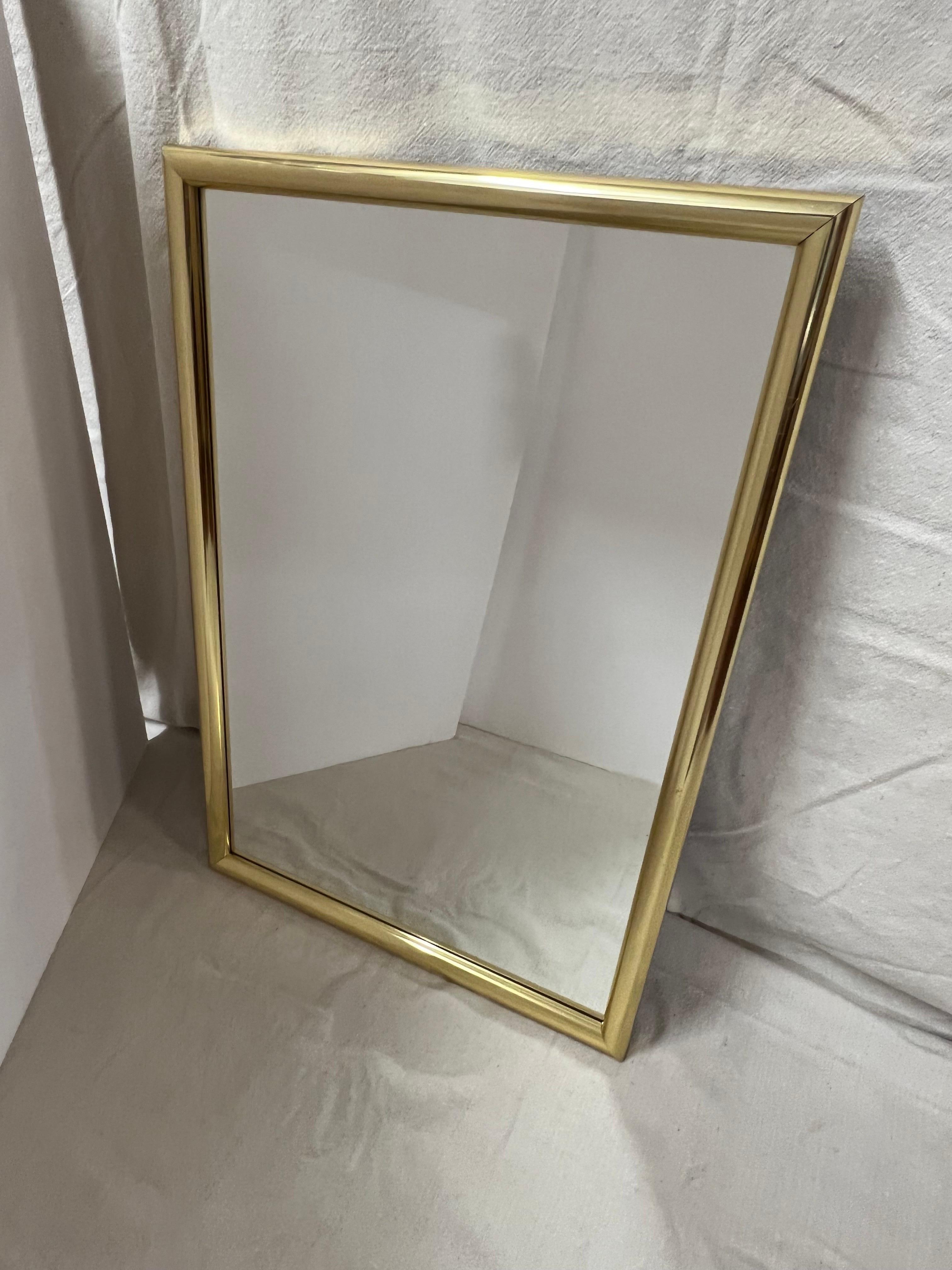 Mid-Century Minimalist Brass Mirror For Sale 9