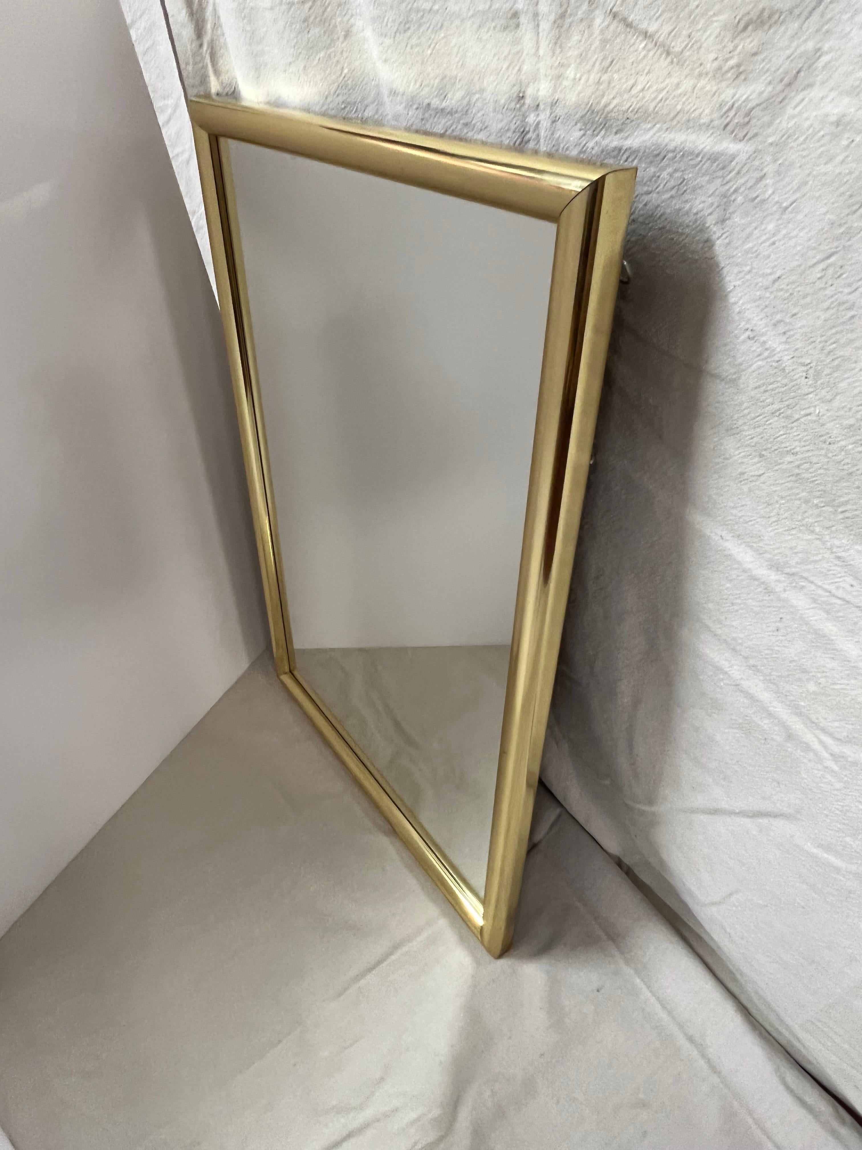 Mid-Century Minimalist Brass Mirror For Sale 11