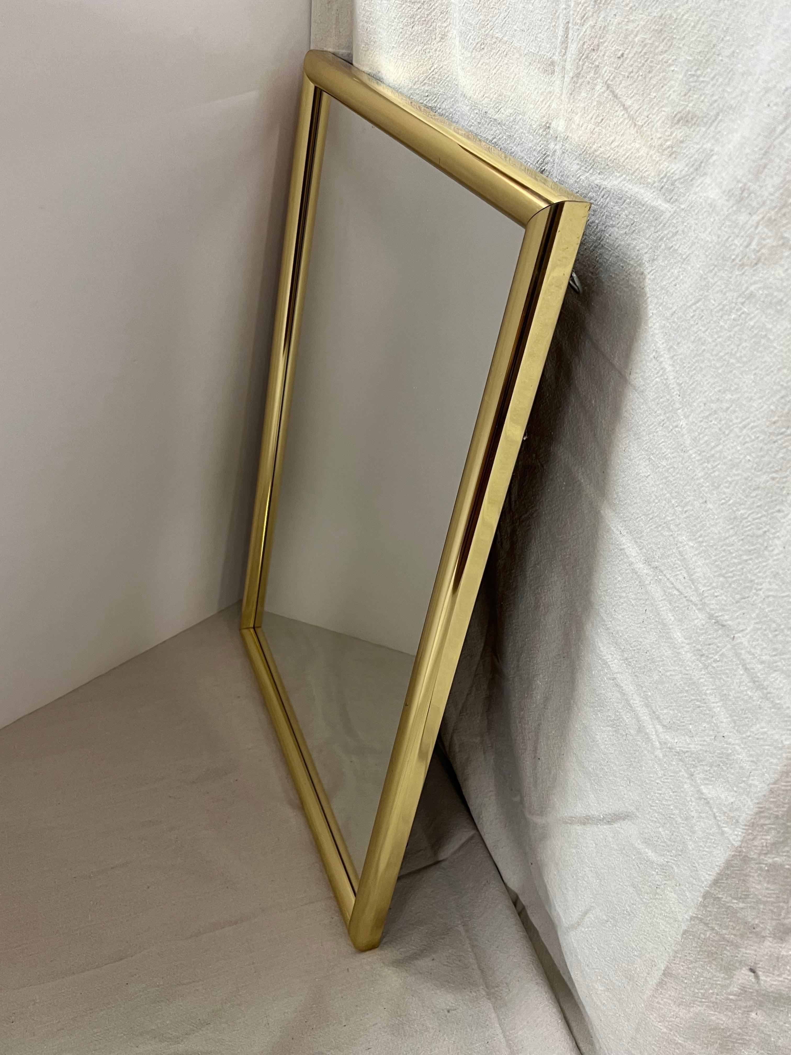 Mid-Century Minimalist Brass Mirror For Sale 12