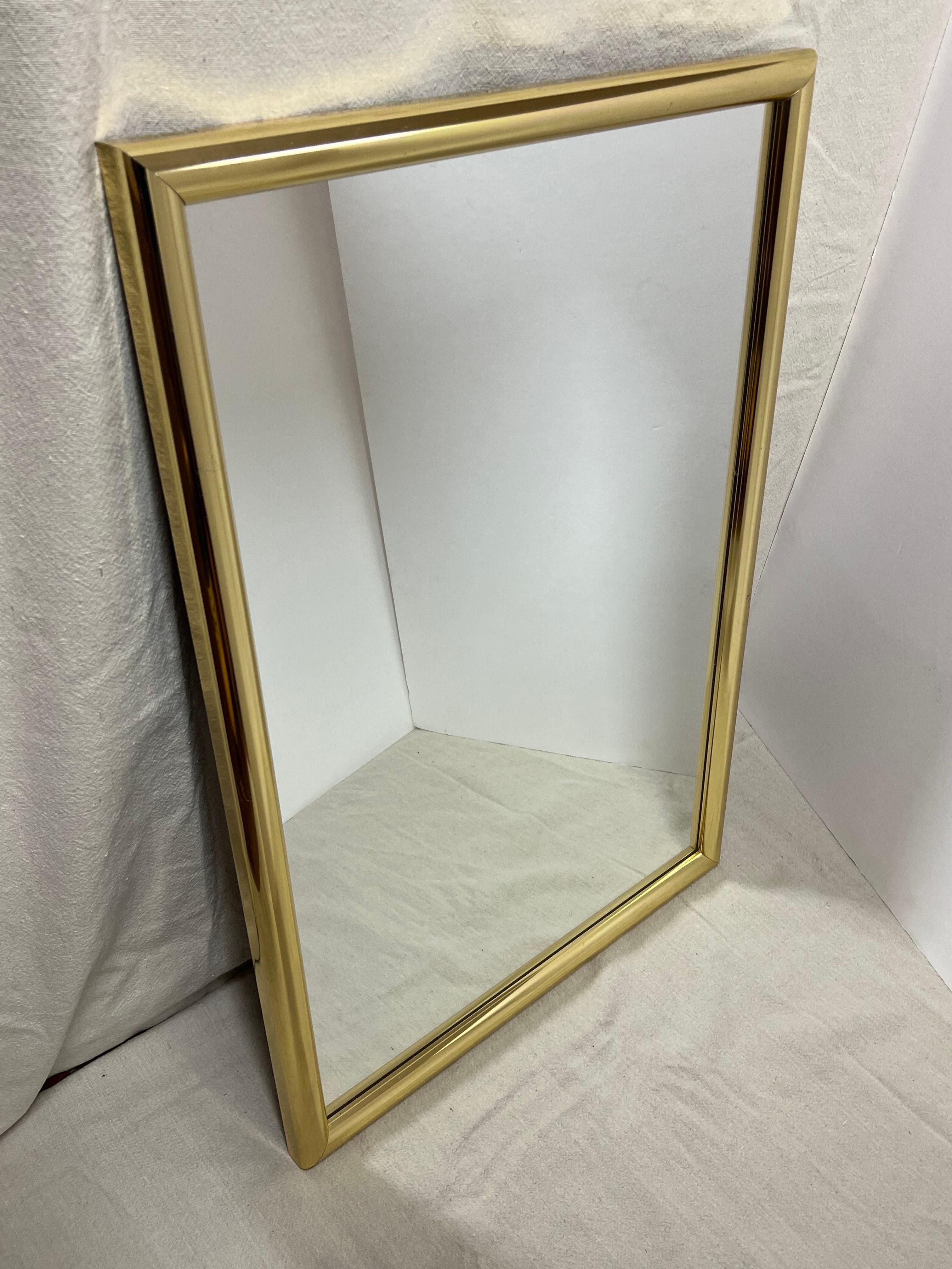 Mid-Century Minimalist Brass Mirror For Sale 13