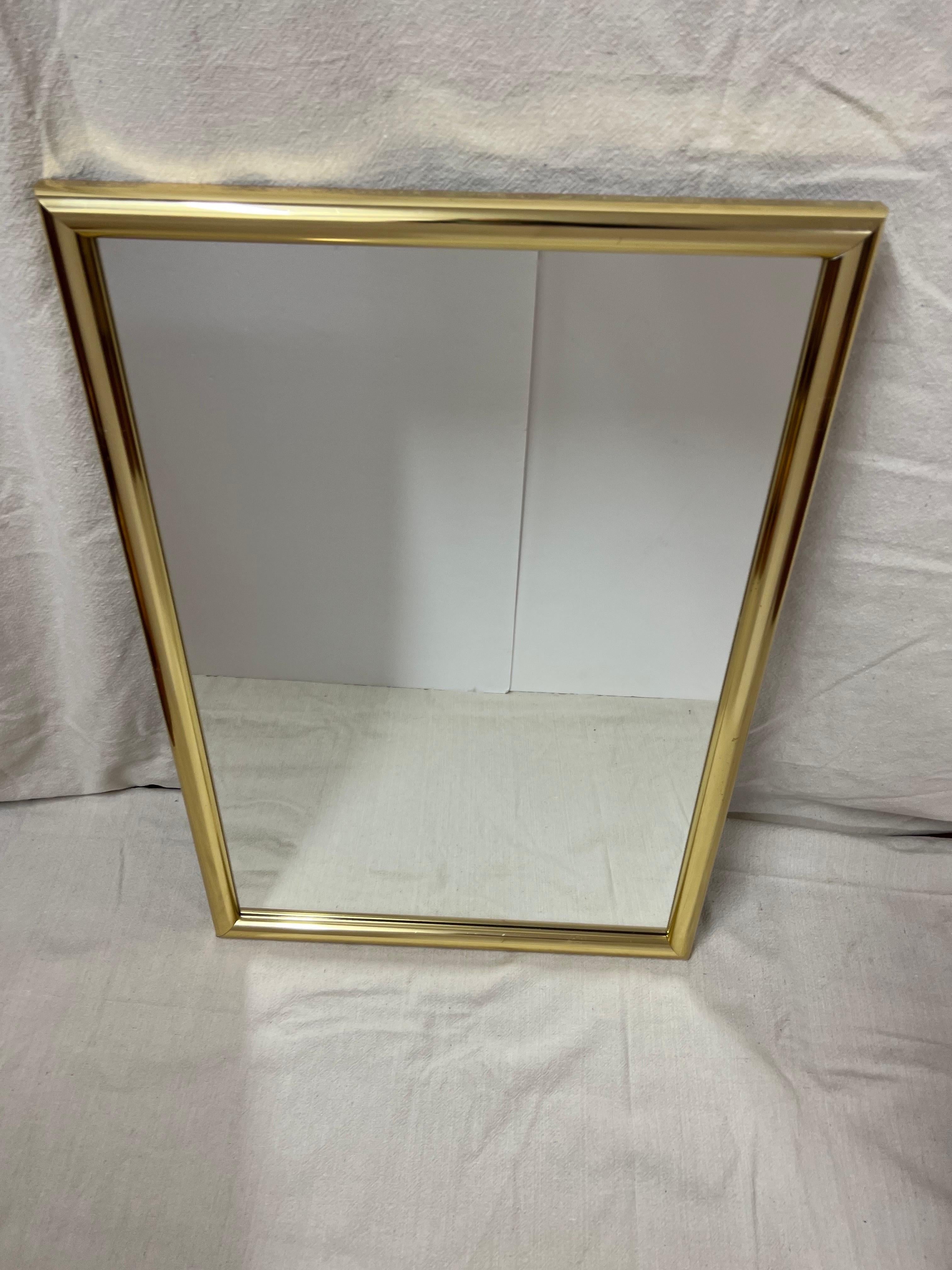 Late 20th Century Mid-Century Minimalist Brass Mirror For Sale
