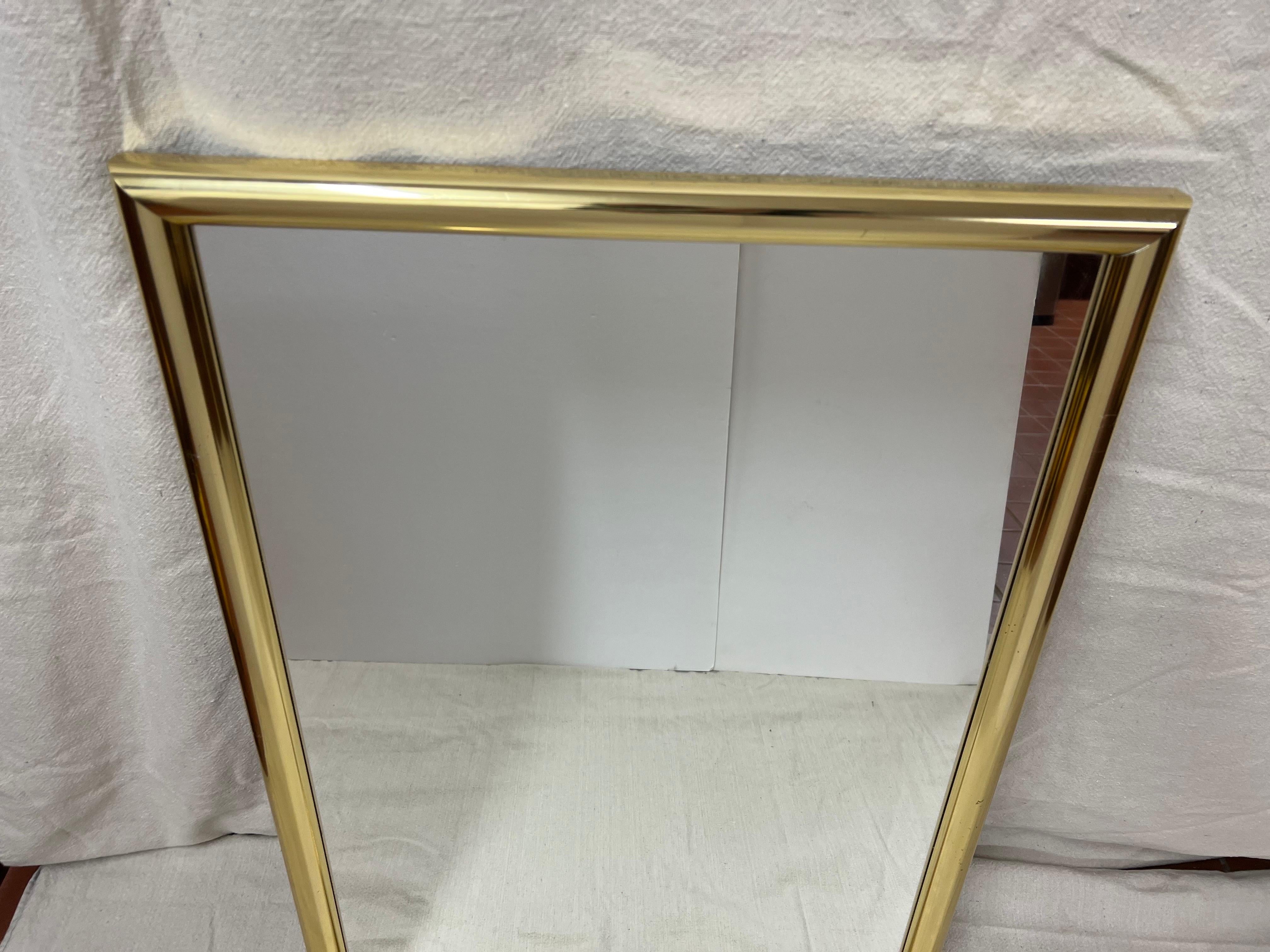 Mid-Century Minimalist Brass Mirror For Sale 1