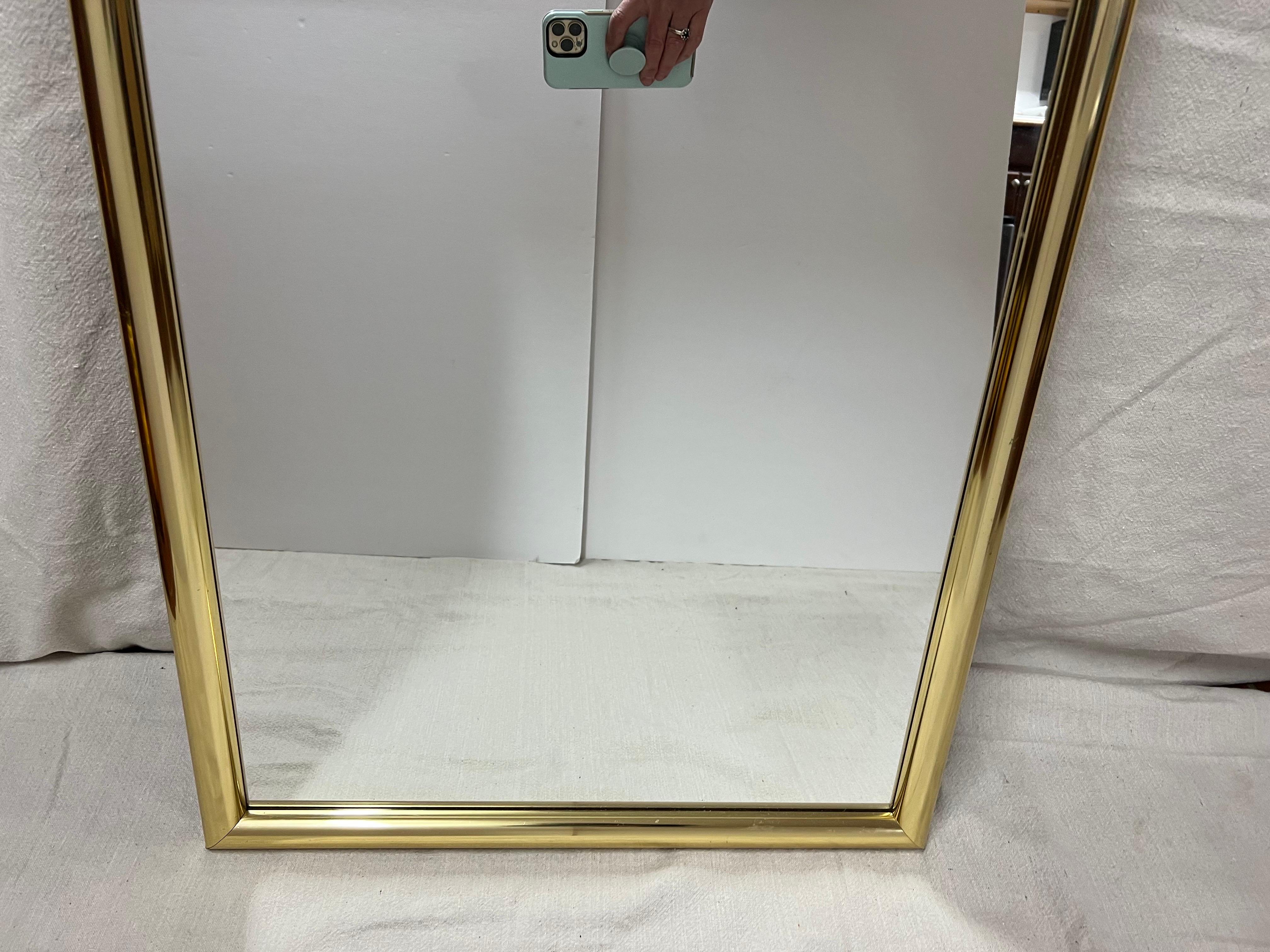 Mid-Century Minimalist Brass Mirror For Sale 3