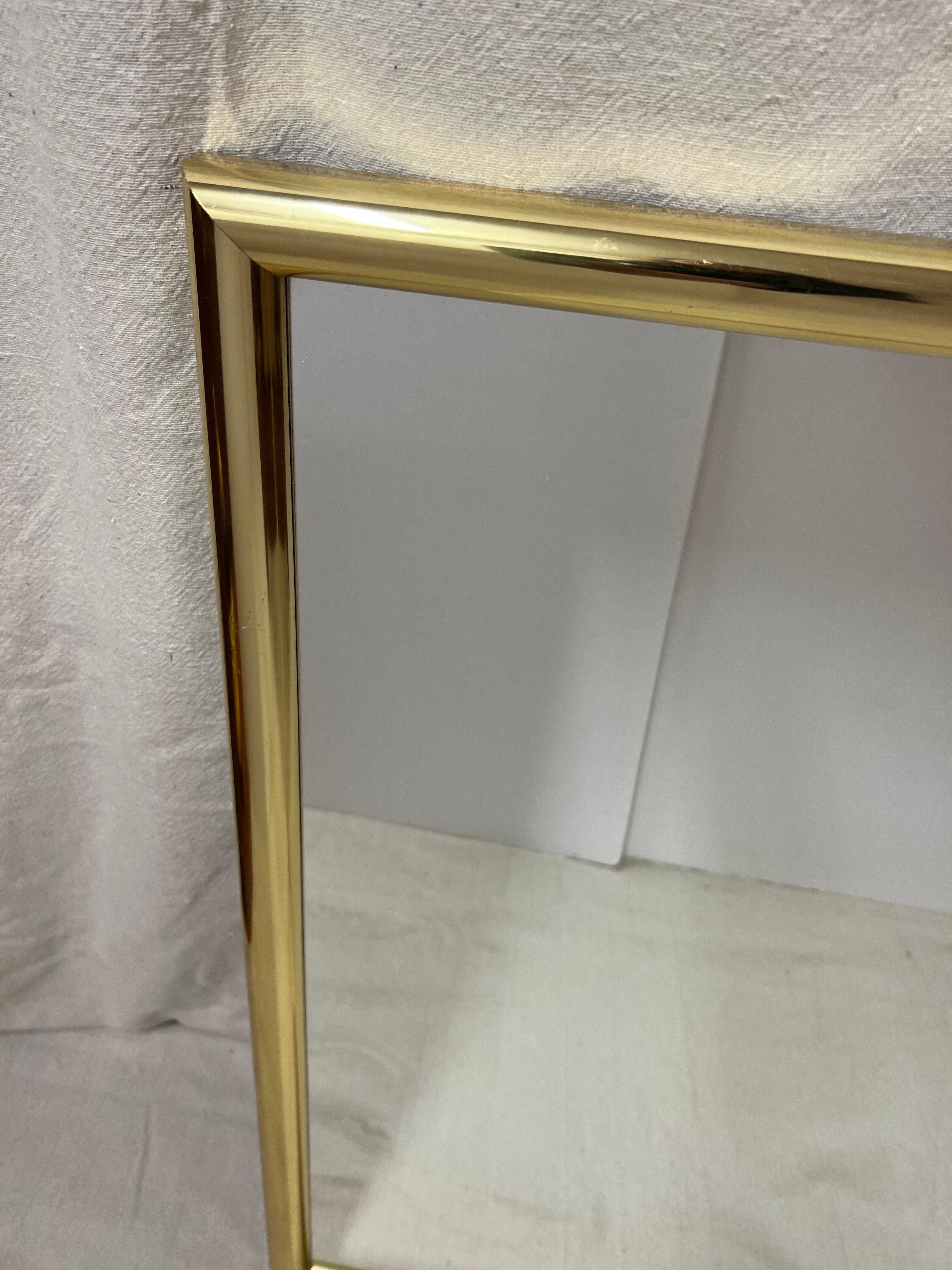Mid-Century Minimalist Brass Mirror For Sale 4