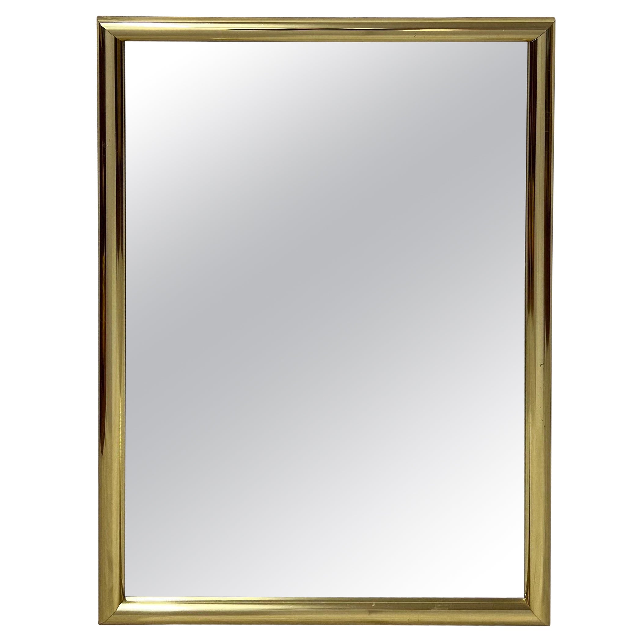 Mid-Century Minimalist Brass Mirror For Sale