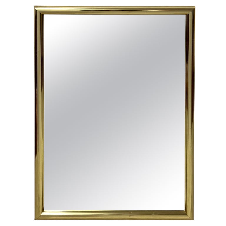 Mid Century Rectangle Brass Mirror For Sale at 1stDibs