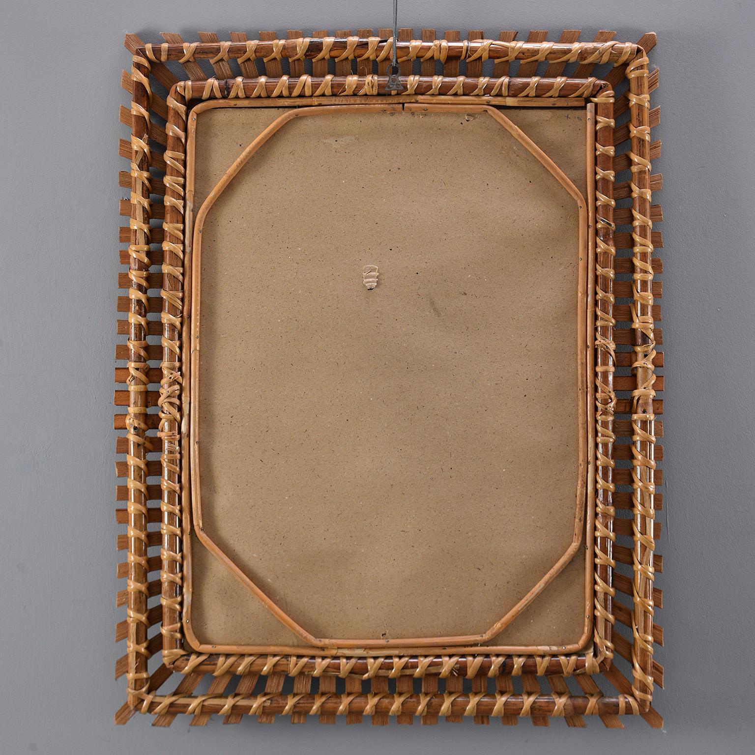 Midcentury Rectangular Bamboo Framed Mirror 2