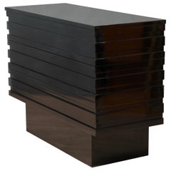 Mid Century Rectangular Black Wood Chest of Drawers, 1960