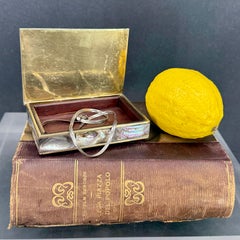 Mid-Century Rectangular Brass and Shell Jewelry Trinket Box