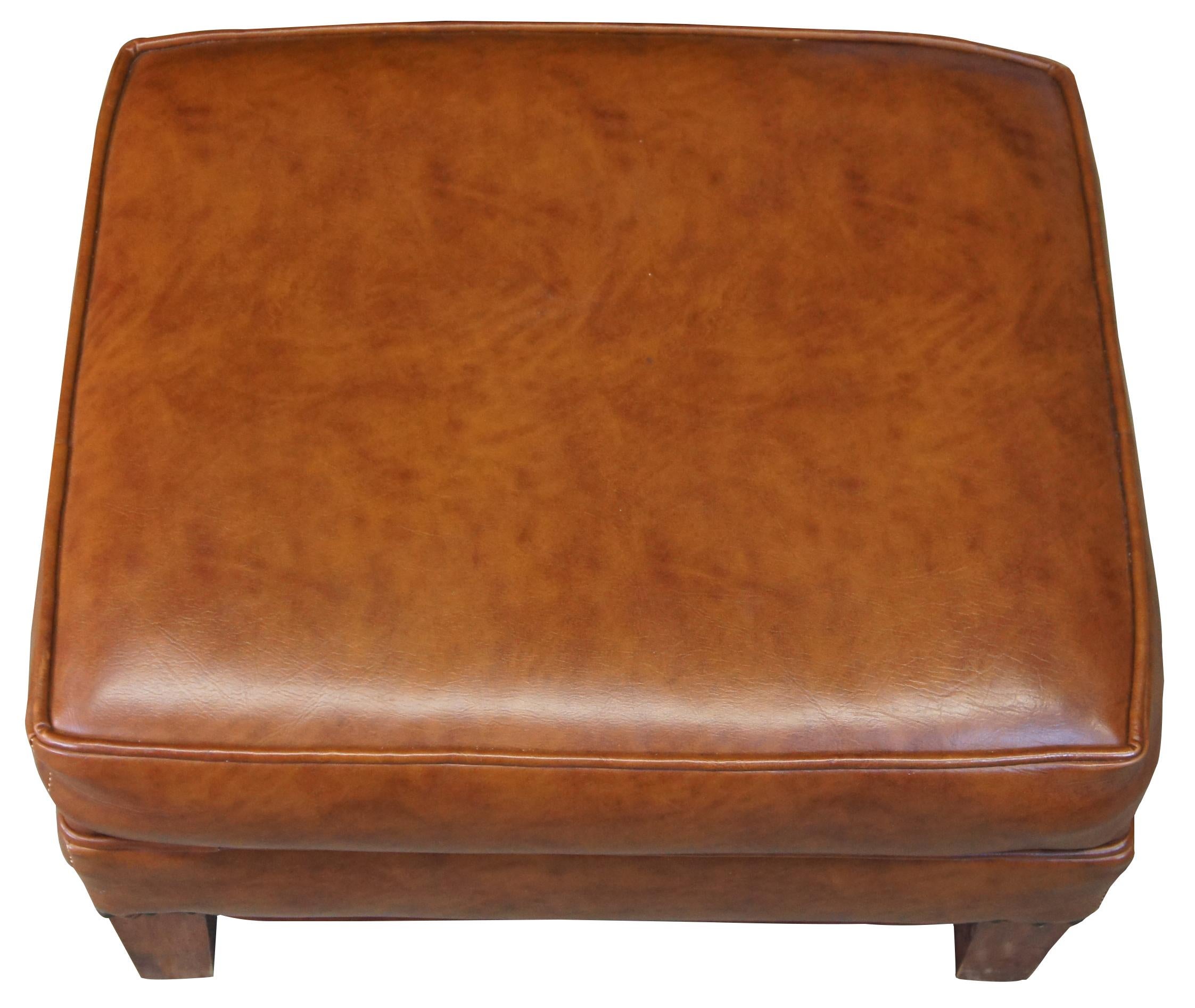 brown leather footstools