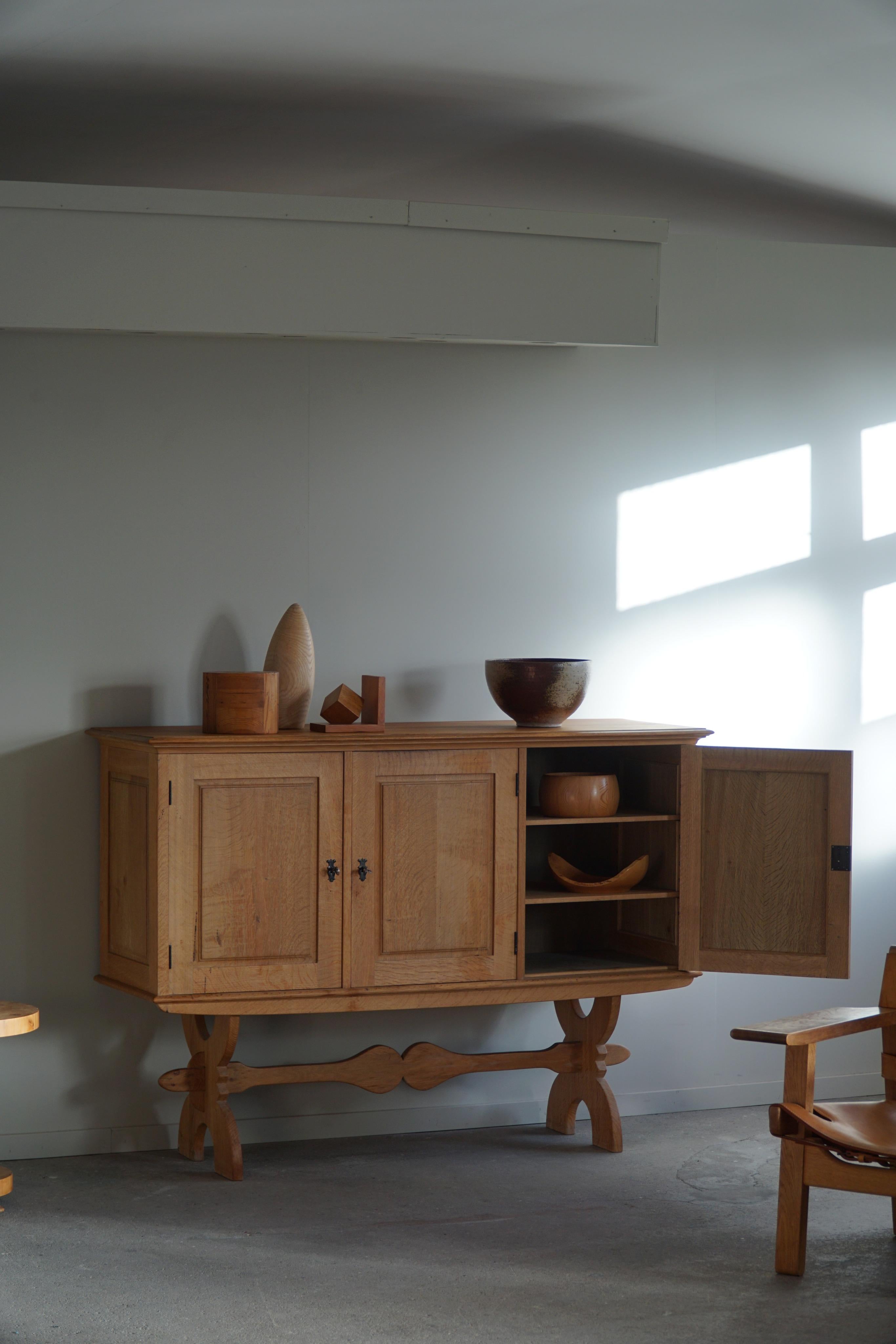 Scandinavian Modern Midcentury Rectangular Cabinet in Solid Oak, Made in Denmark, 1950s